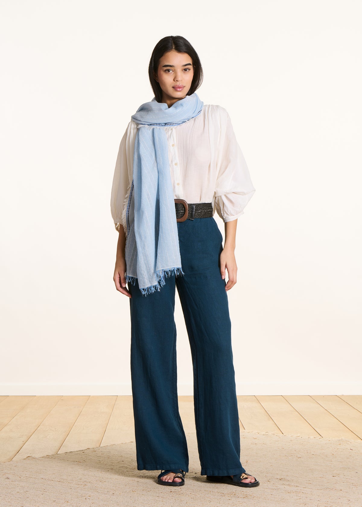 Light blue striped scarf
