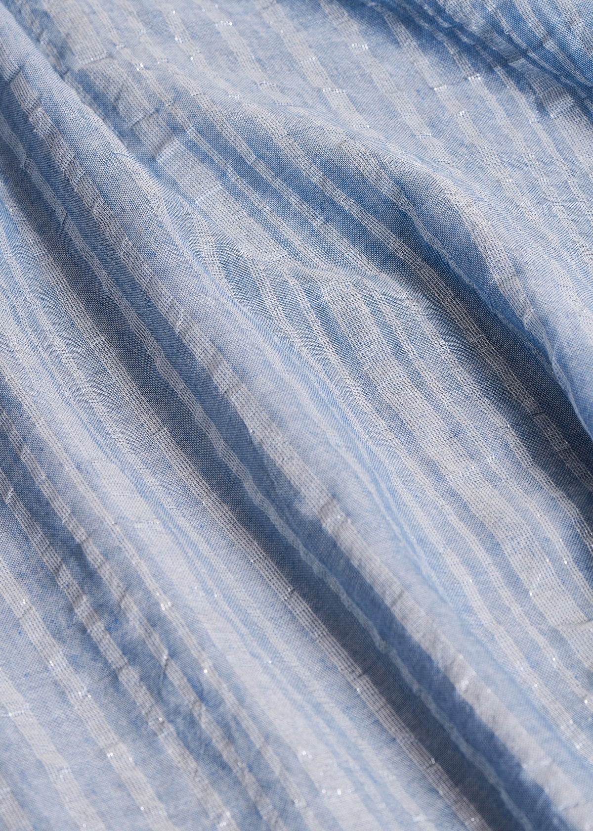 Blue cotton scarf with lurex stripes