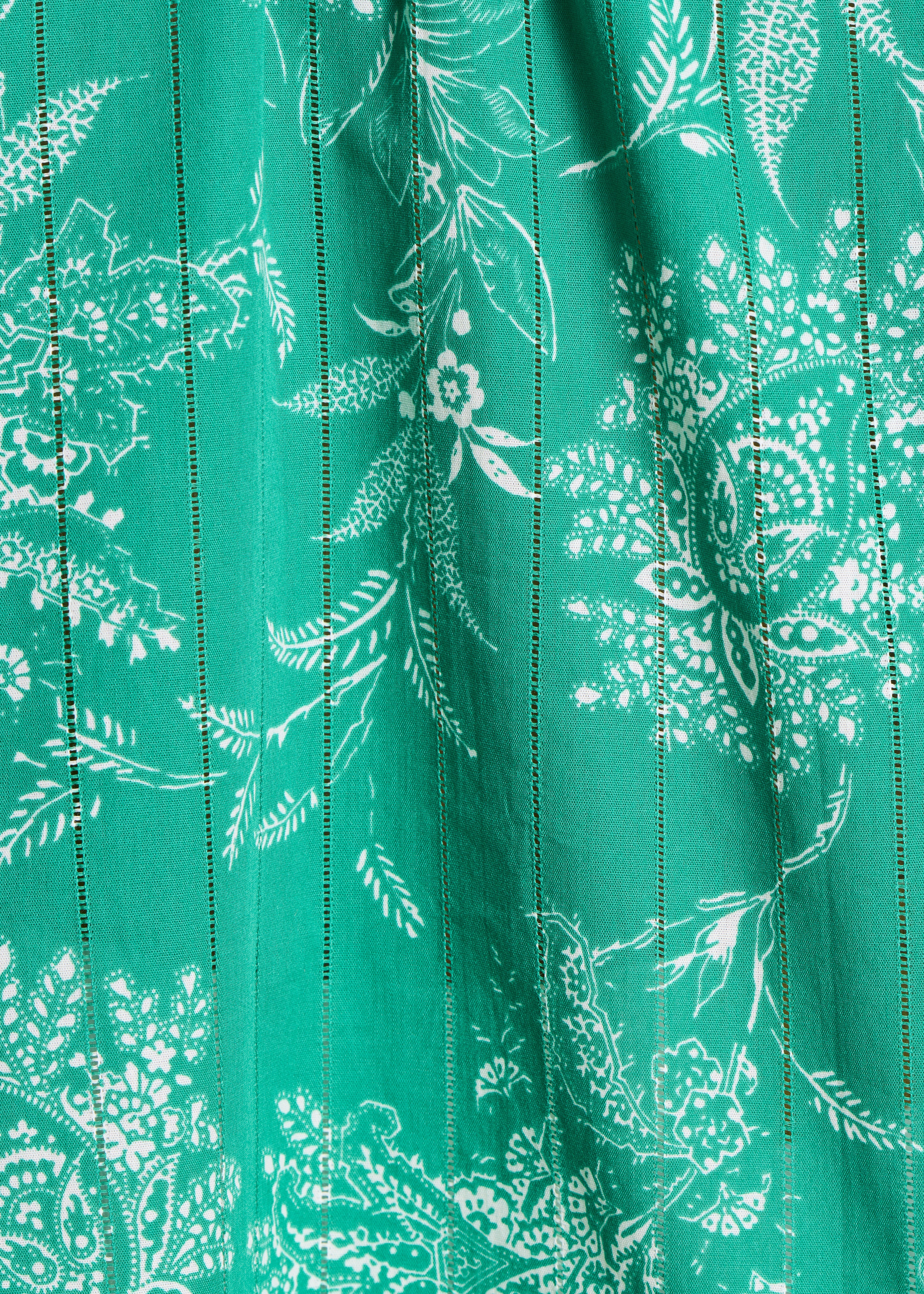 Blusa verde con estampado floral en voile de algodón orgánico