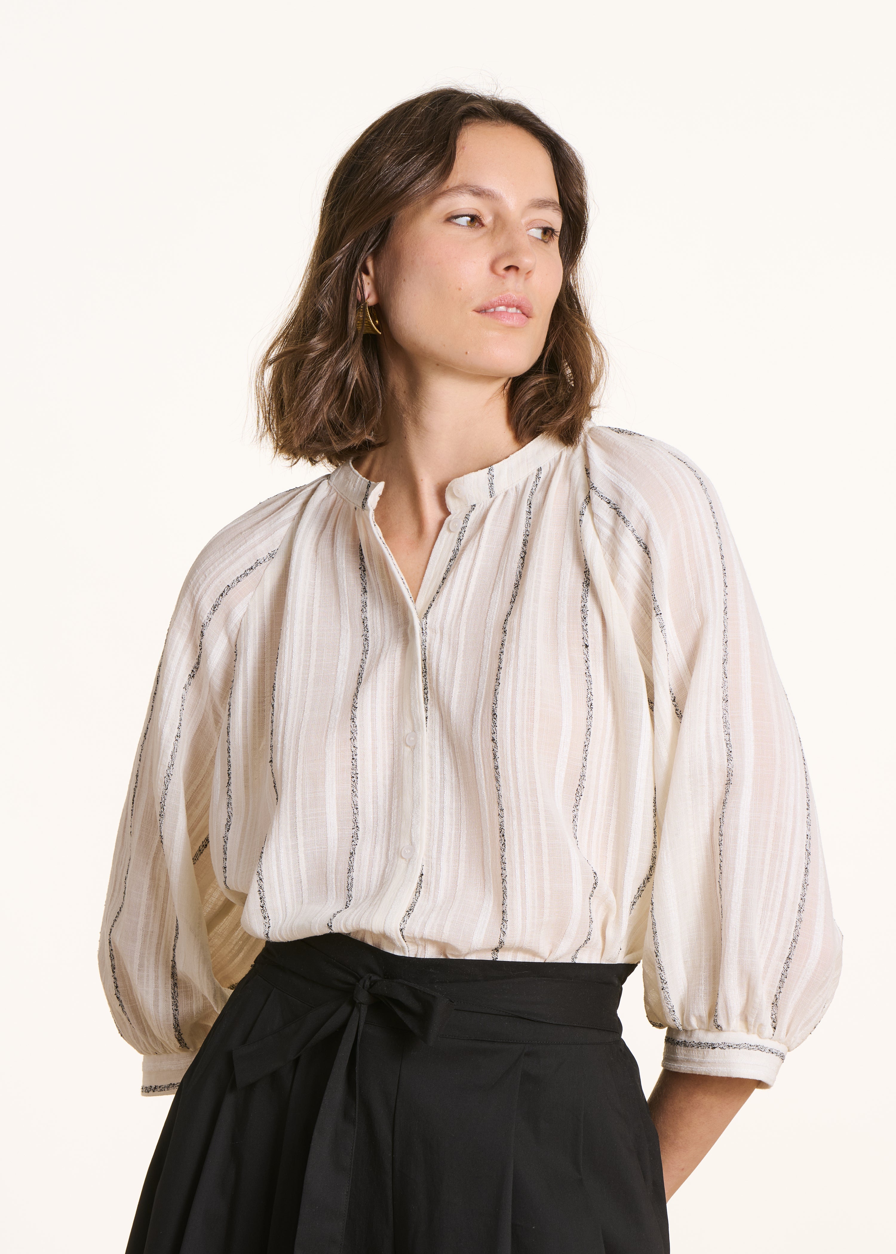 Chemise ample écrue à rayures