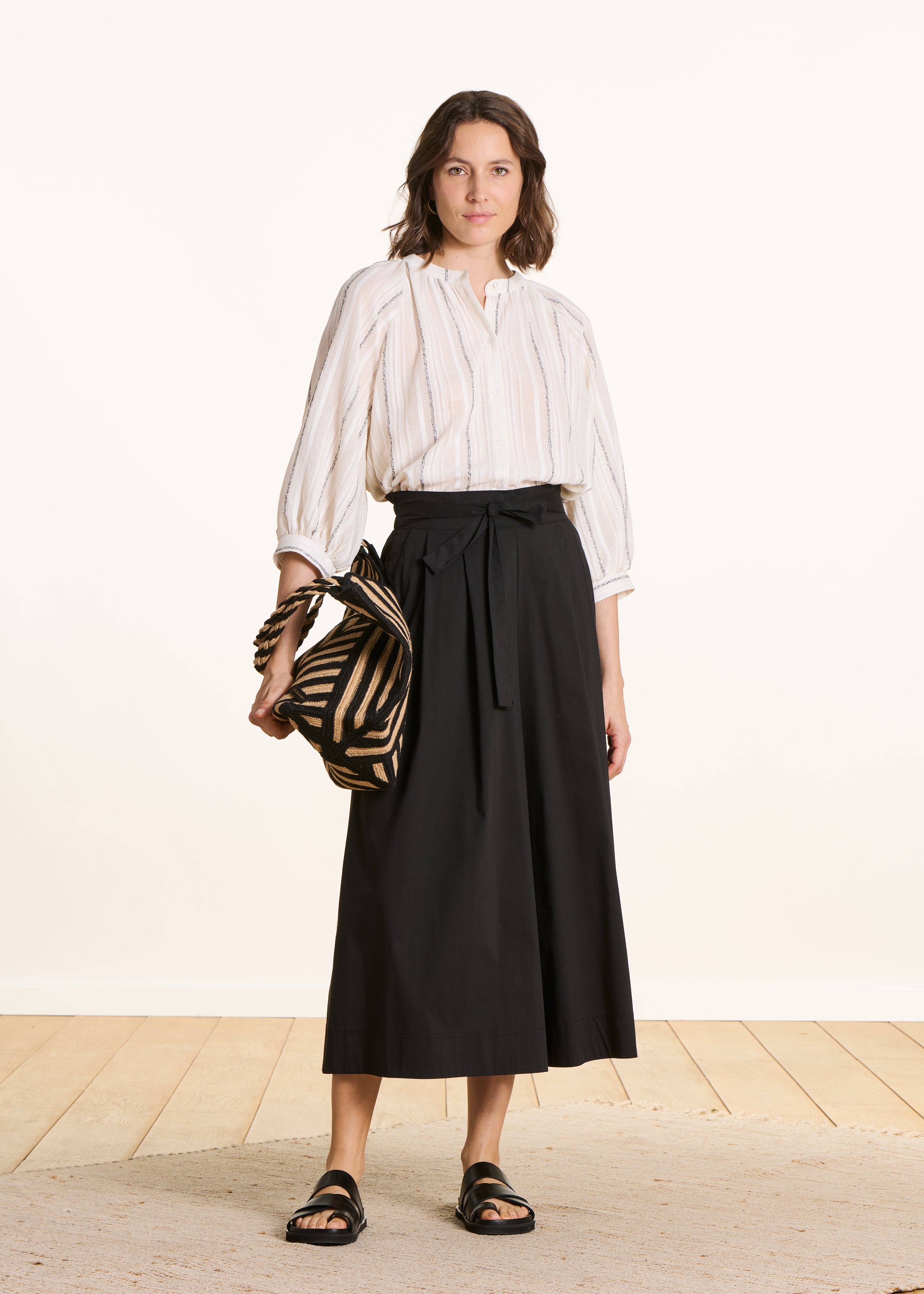 Chemise ample écrue à rayures
