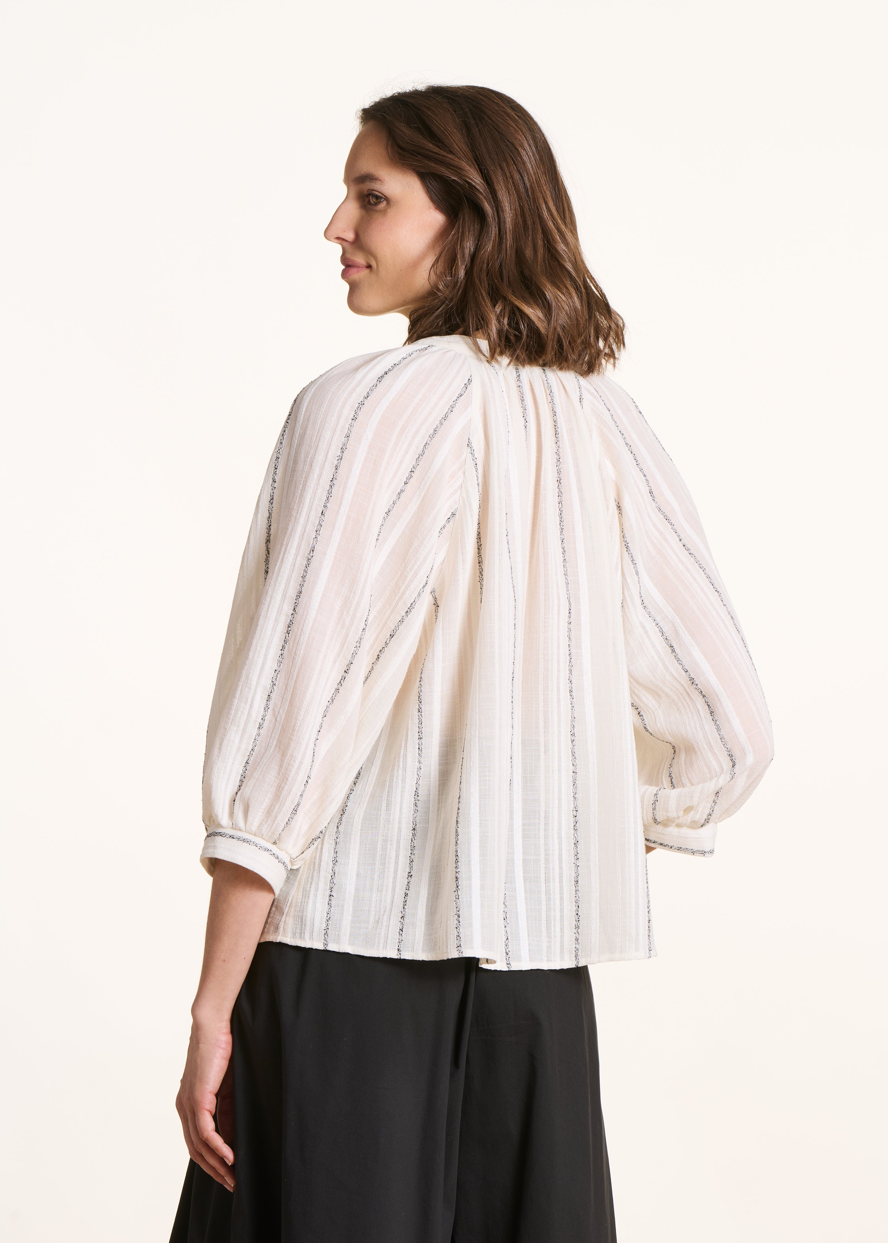 Chemise ample écrue à rayures