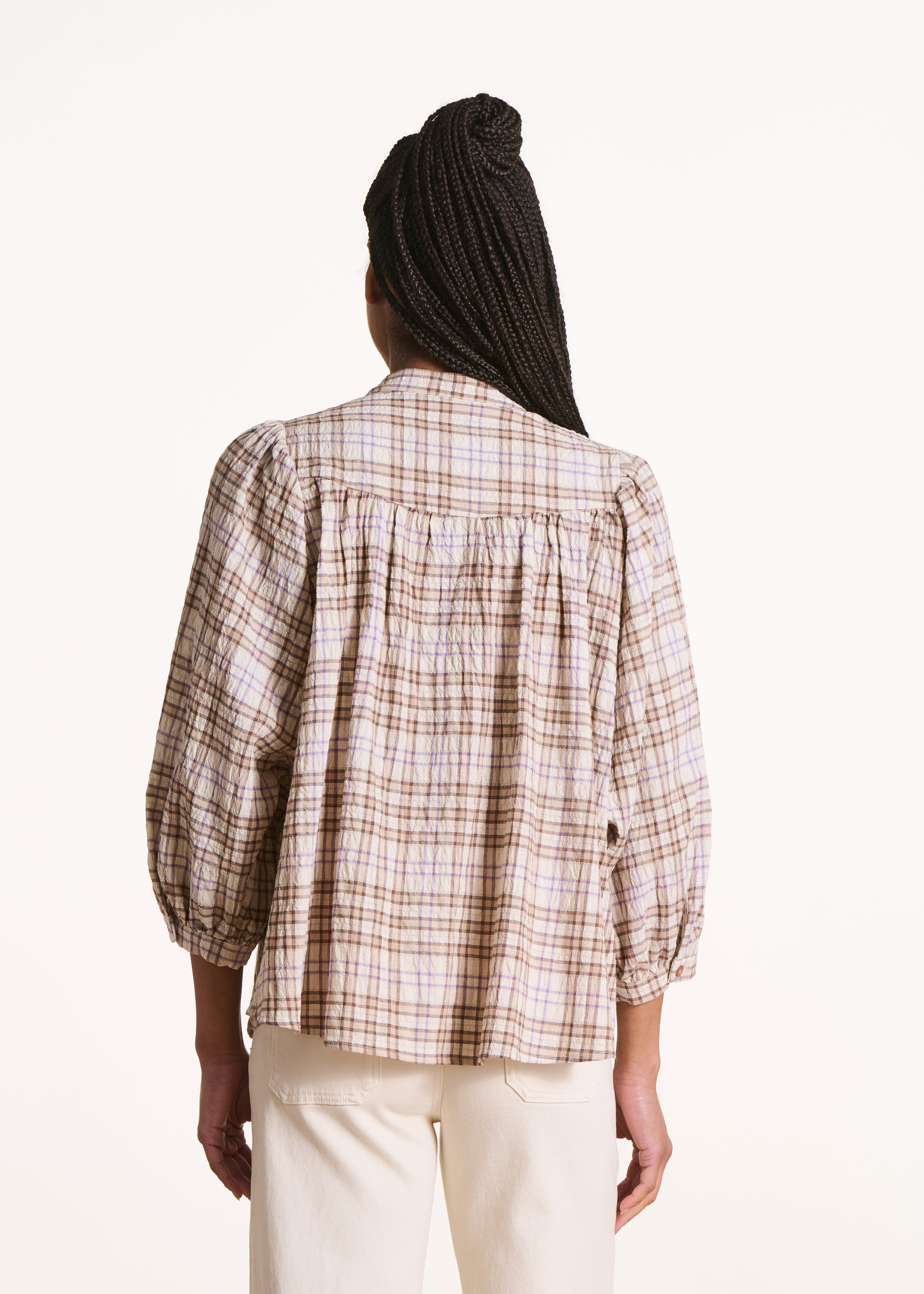 Loose off-white checked shirt