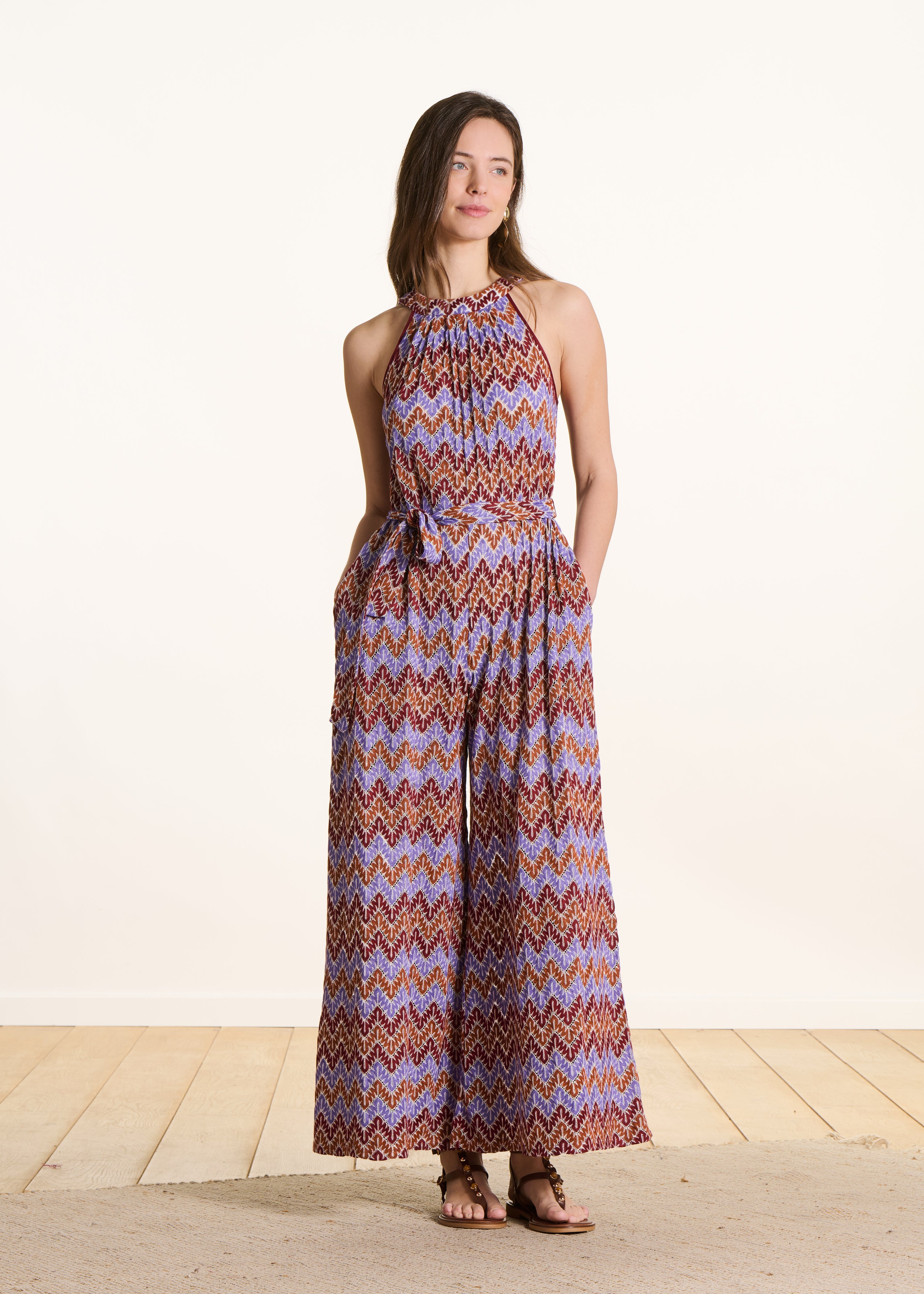 Sleeveless Purple Crochet Jumpsuit