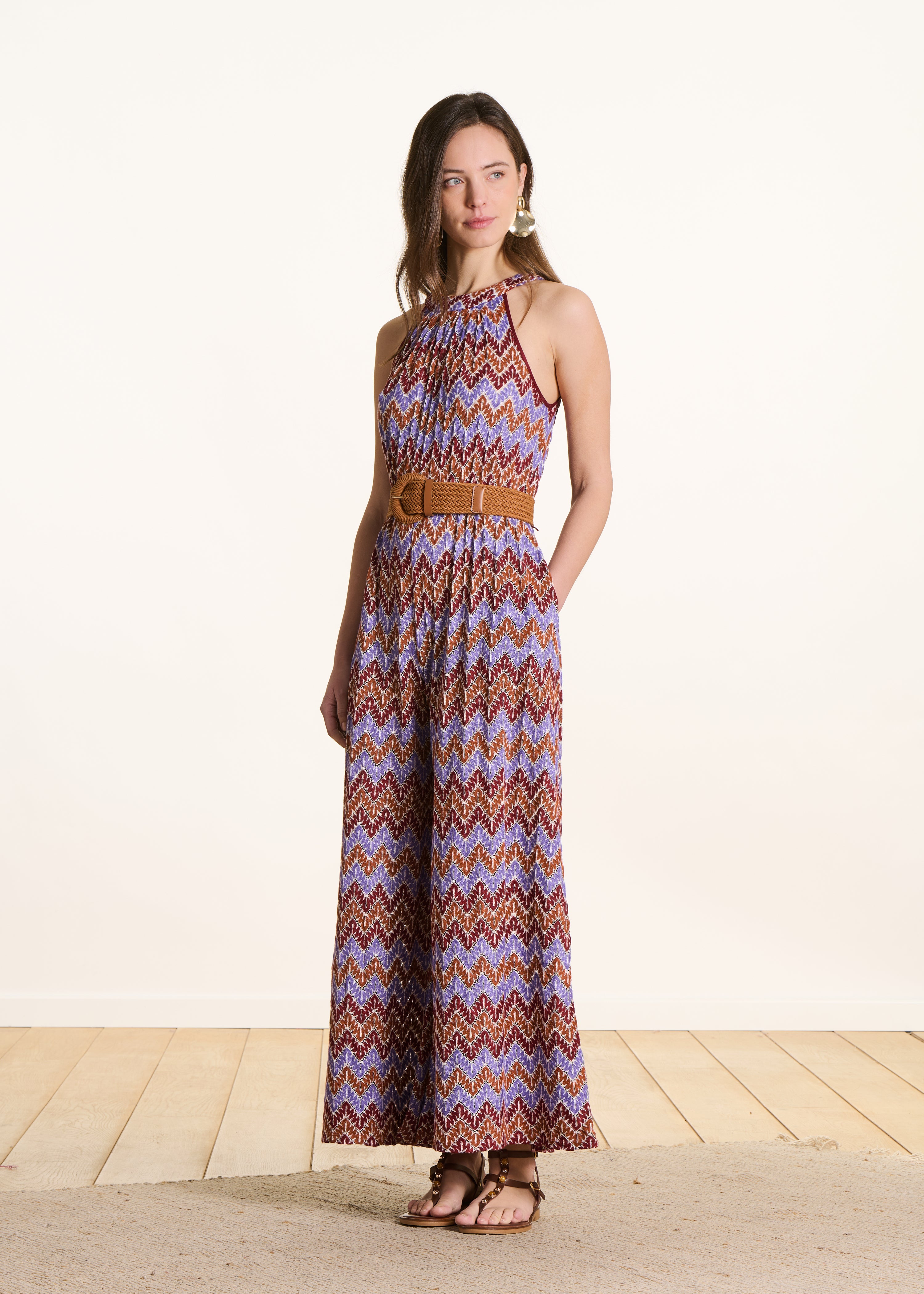Sleeveless Purple Crochet Jumpsuit