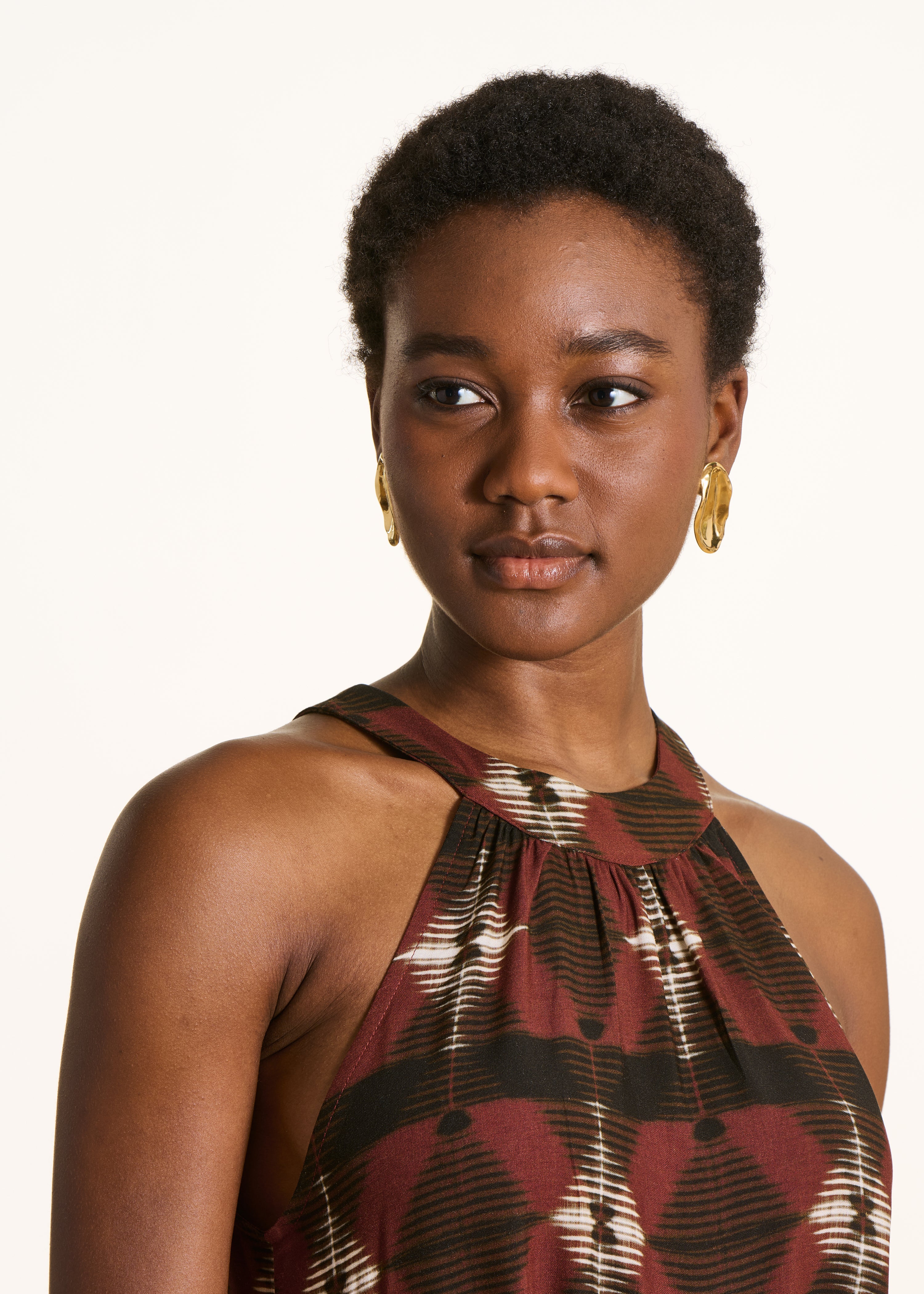 Wijde bruine jumpsuit met print