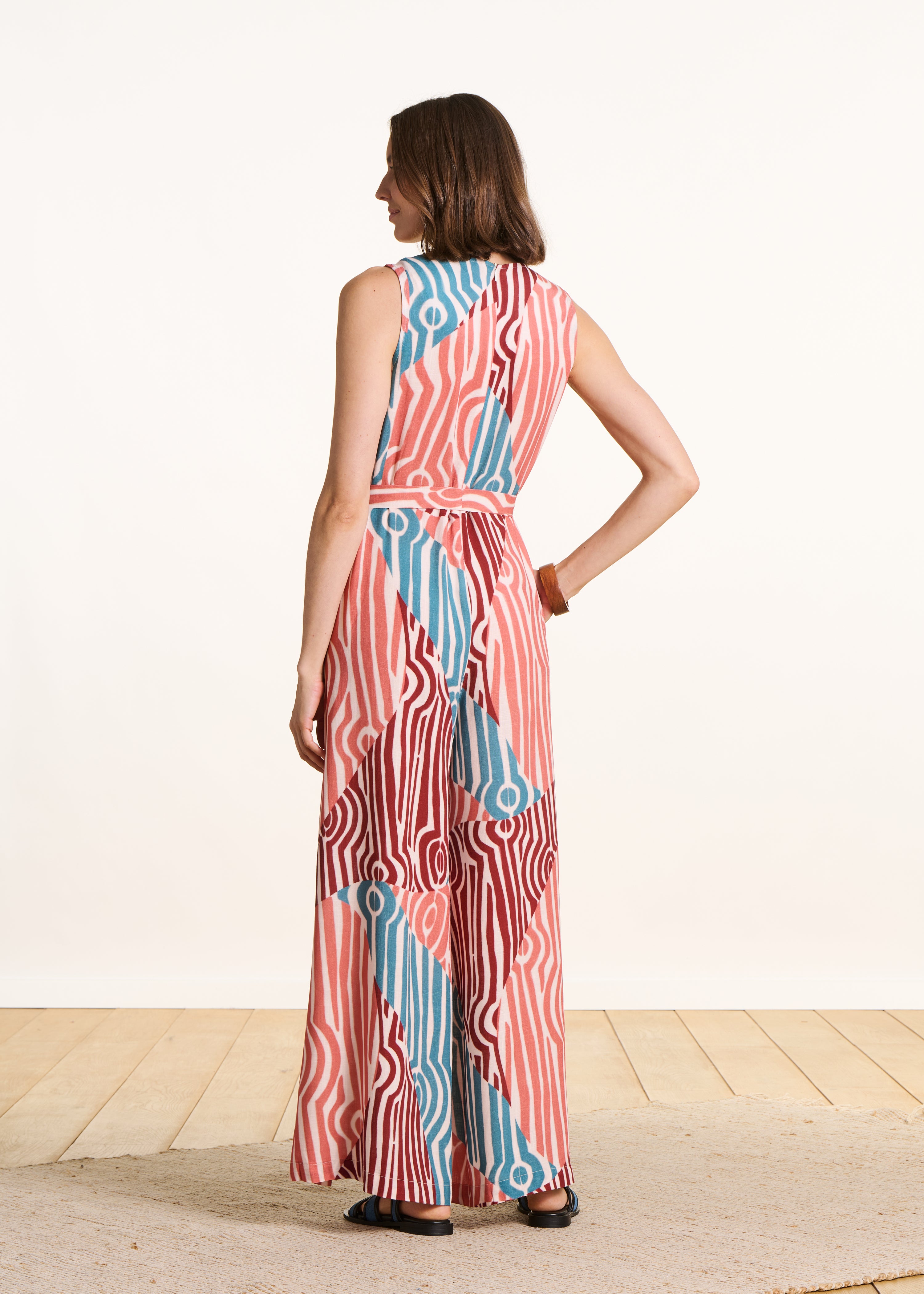 Combinaison pantalon fluide à imprimé multicolore