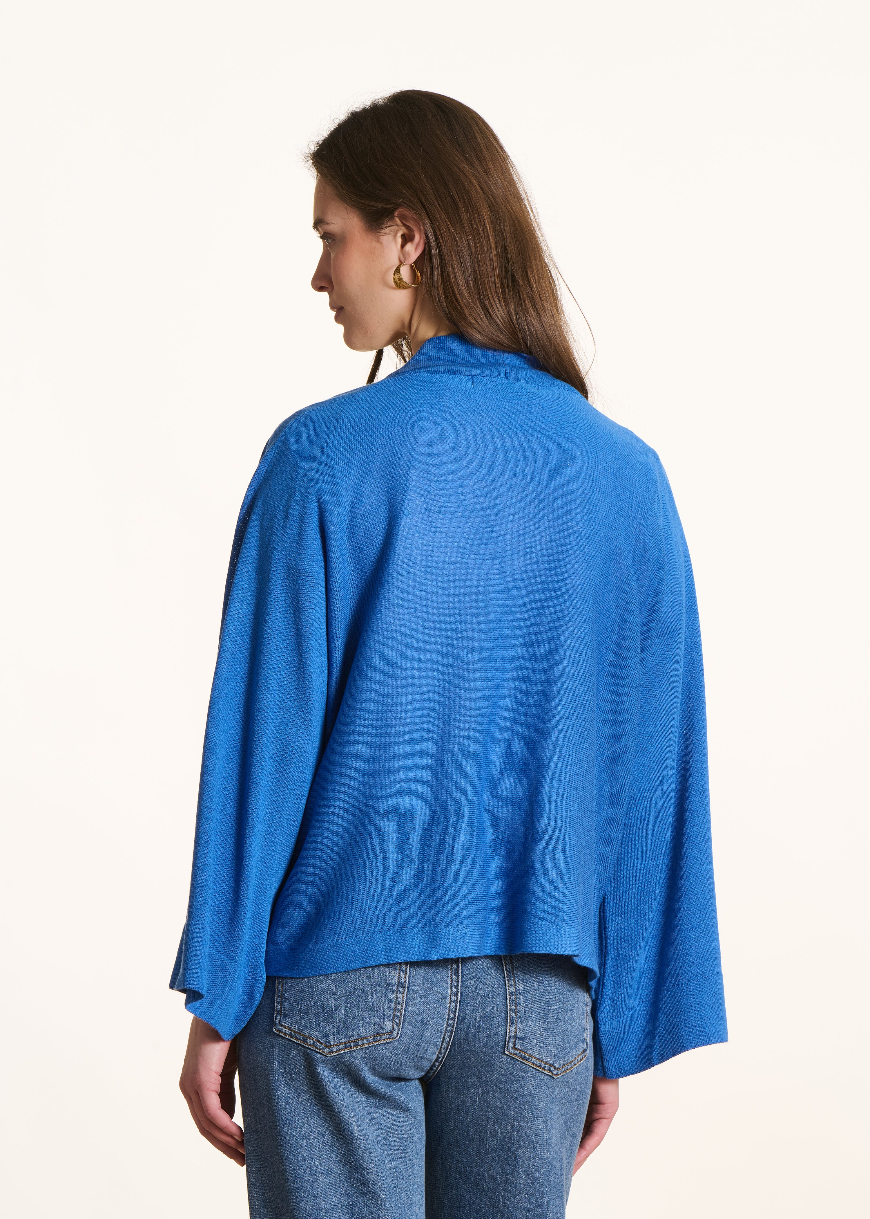 Loose open blue cardigan with soft knit