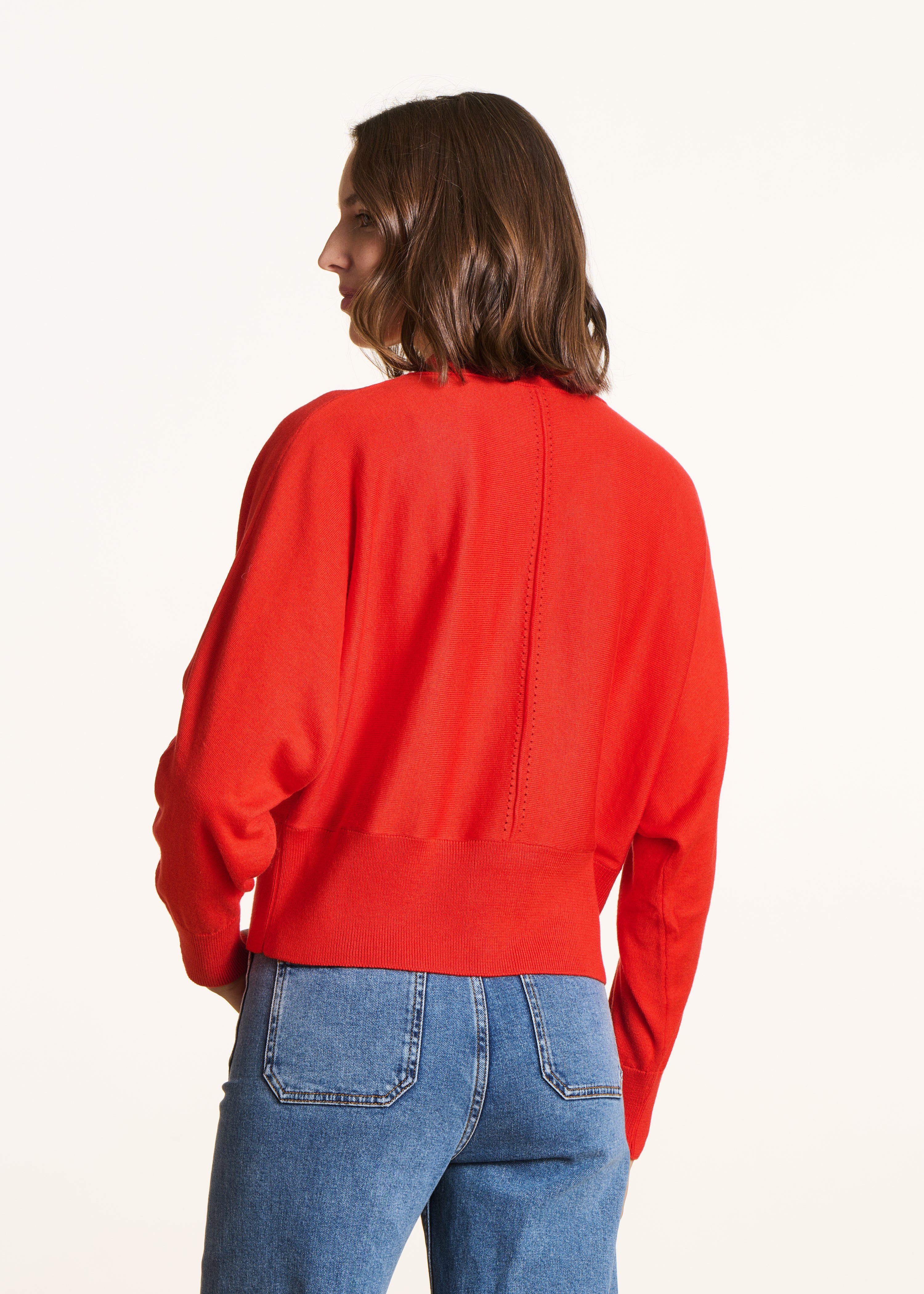 Gilet rosso ampio in maglia fine