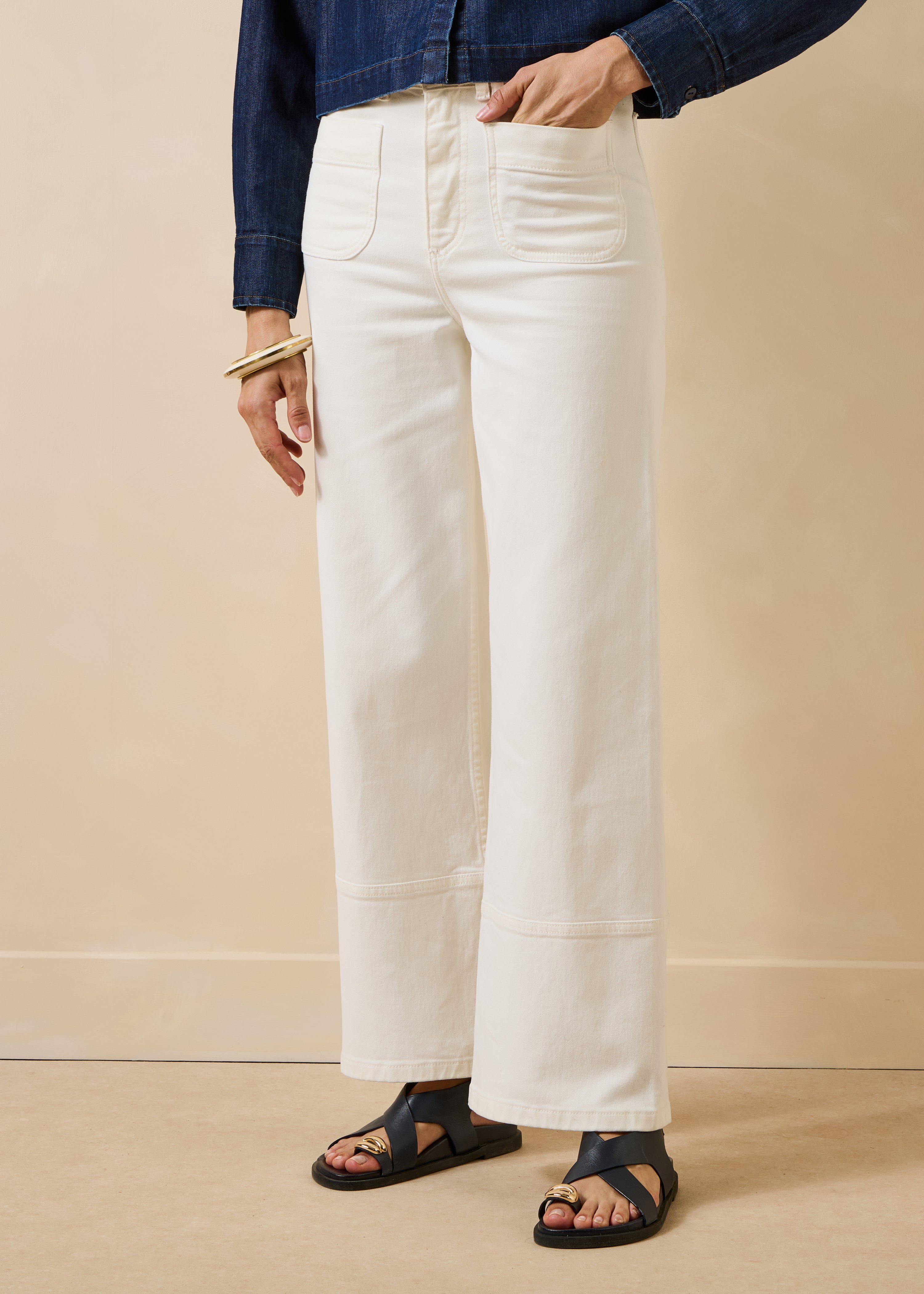 Rechte witte jeans met hoge taille van biologisch katoen