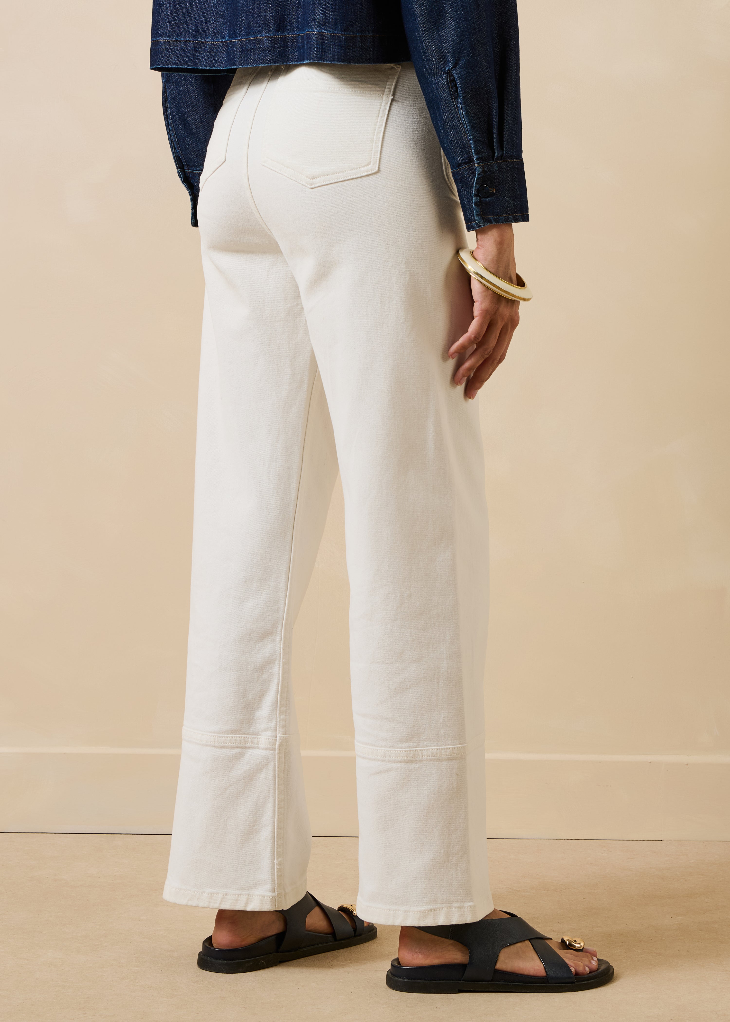 Rechte witte jeans met hoge taille van biologisch katoen