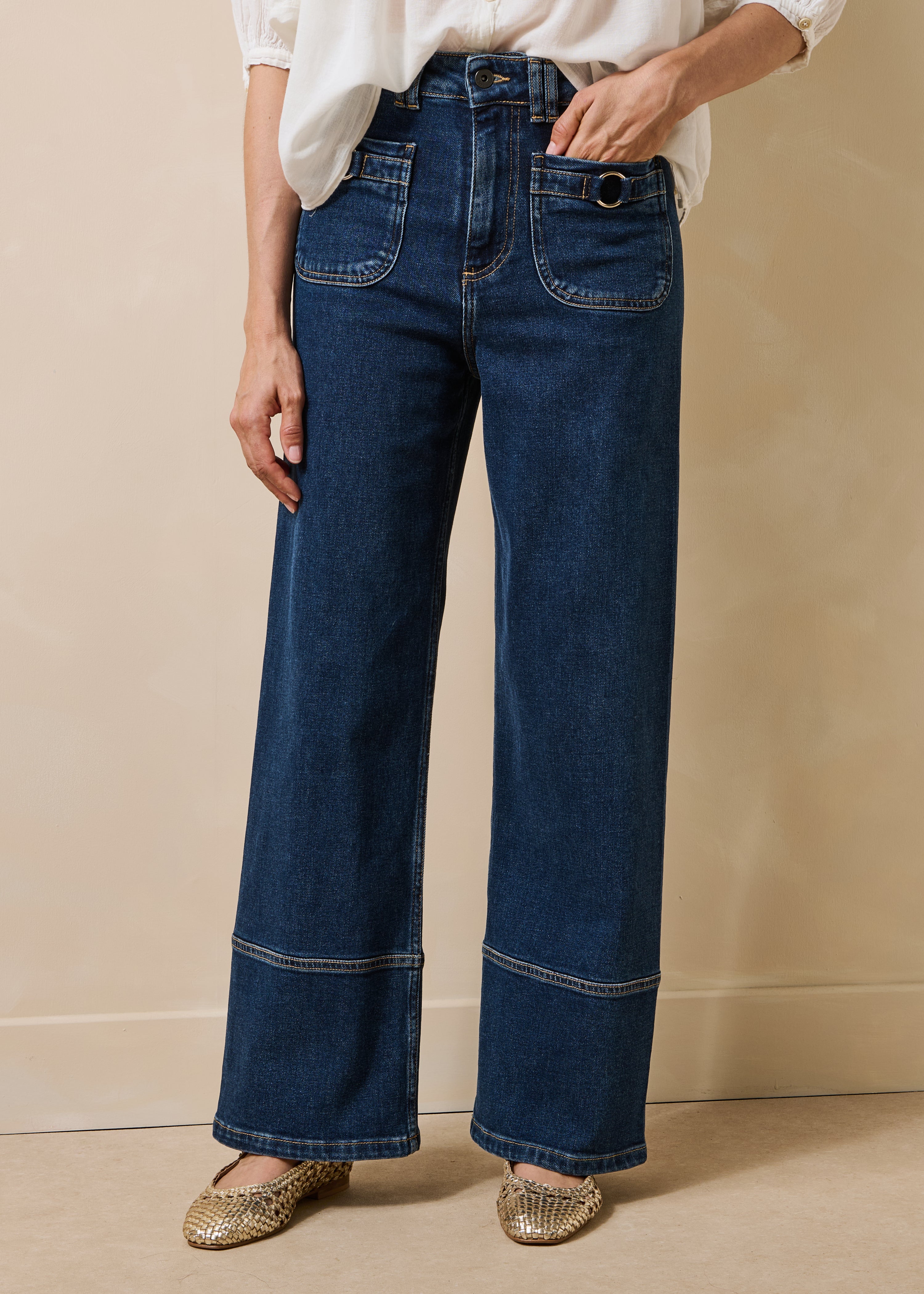 Jean droit taille haute en coton biologique