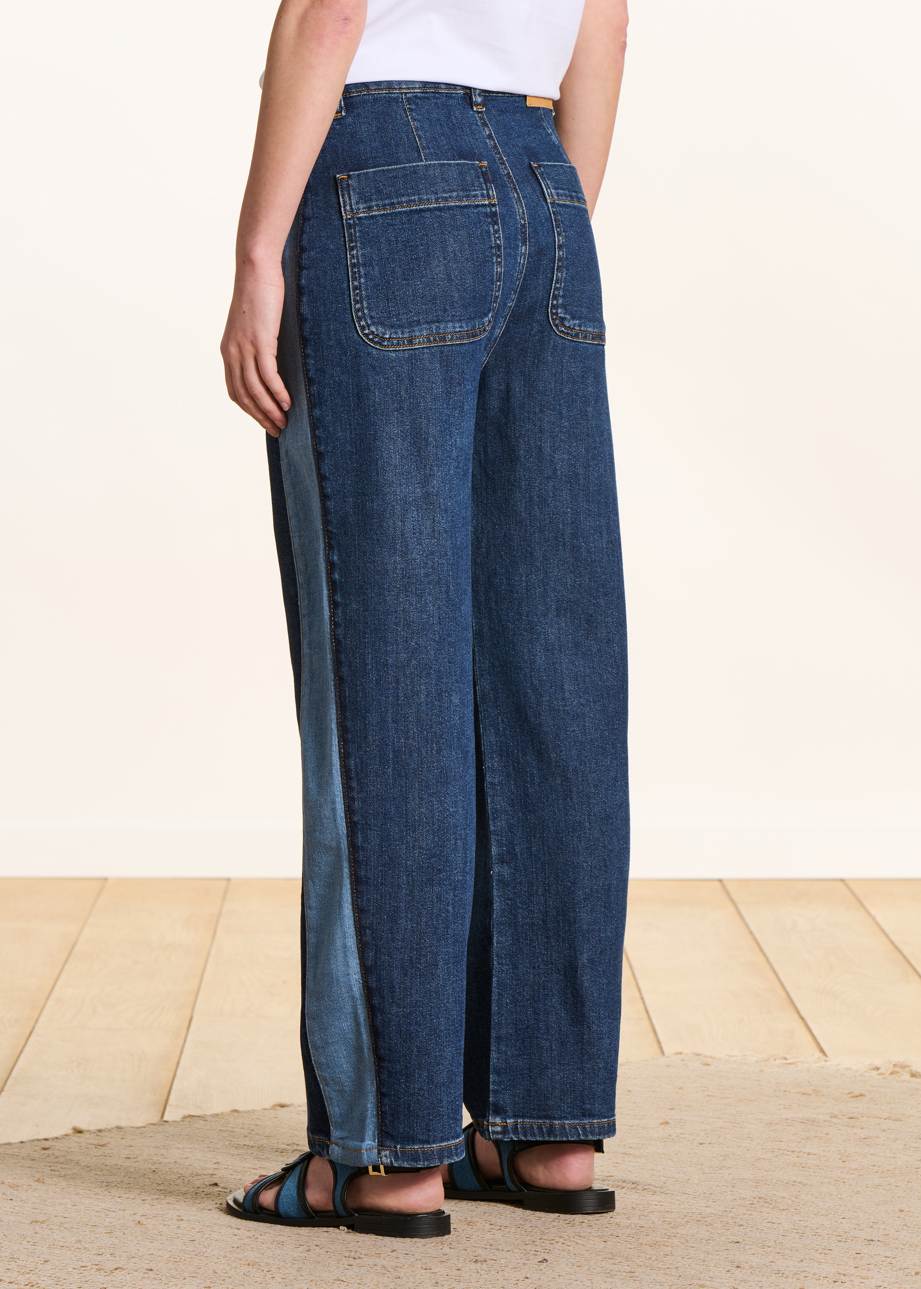 Jeans a gamba dritta bicolore in cotone biologico