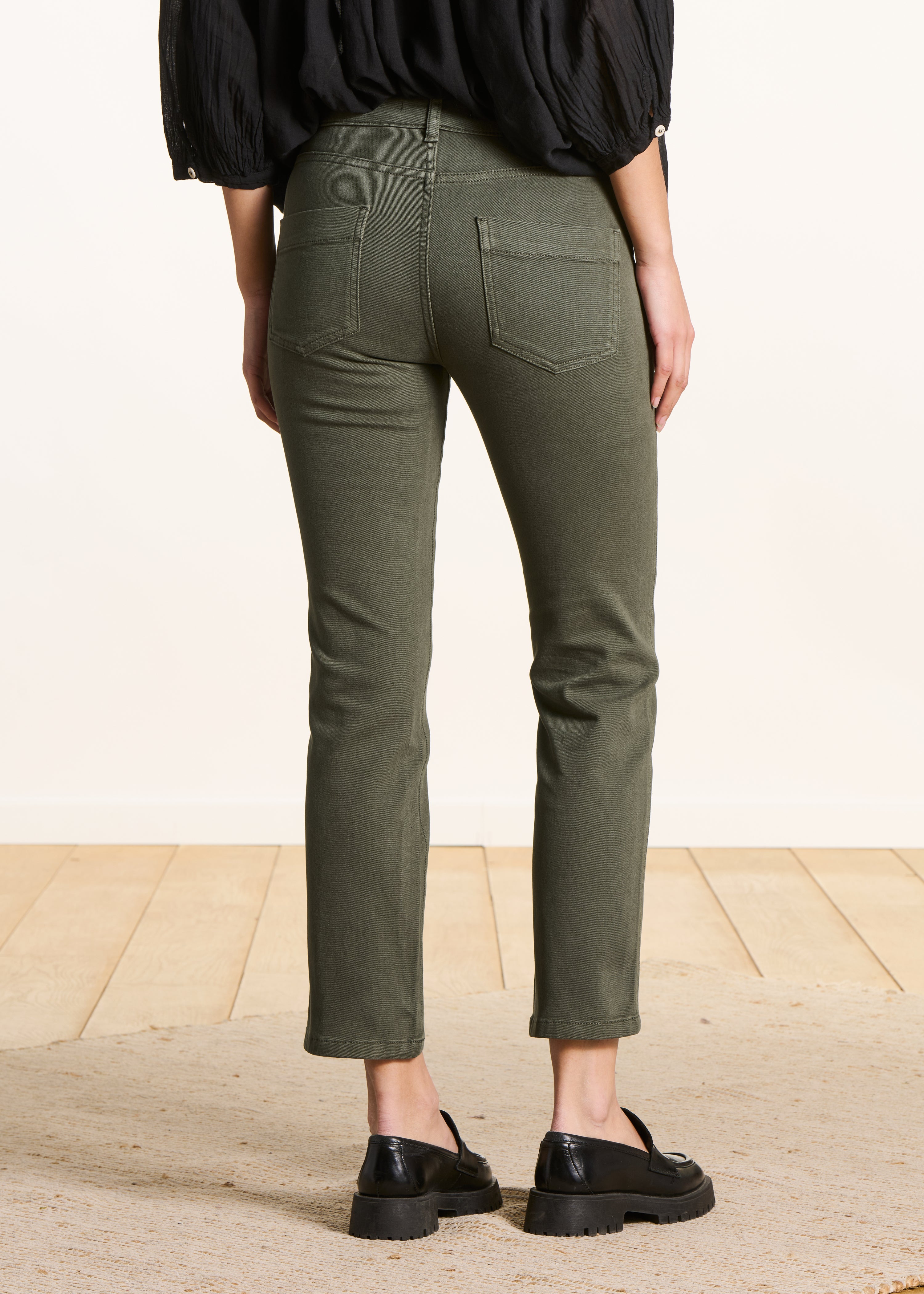 Rechte kaki jeans 7/8 van biologisch katoen