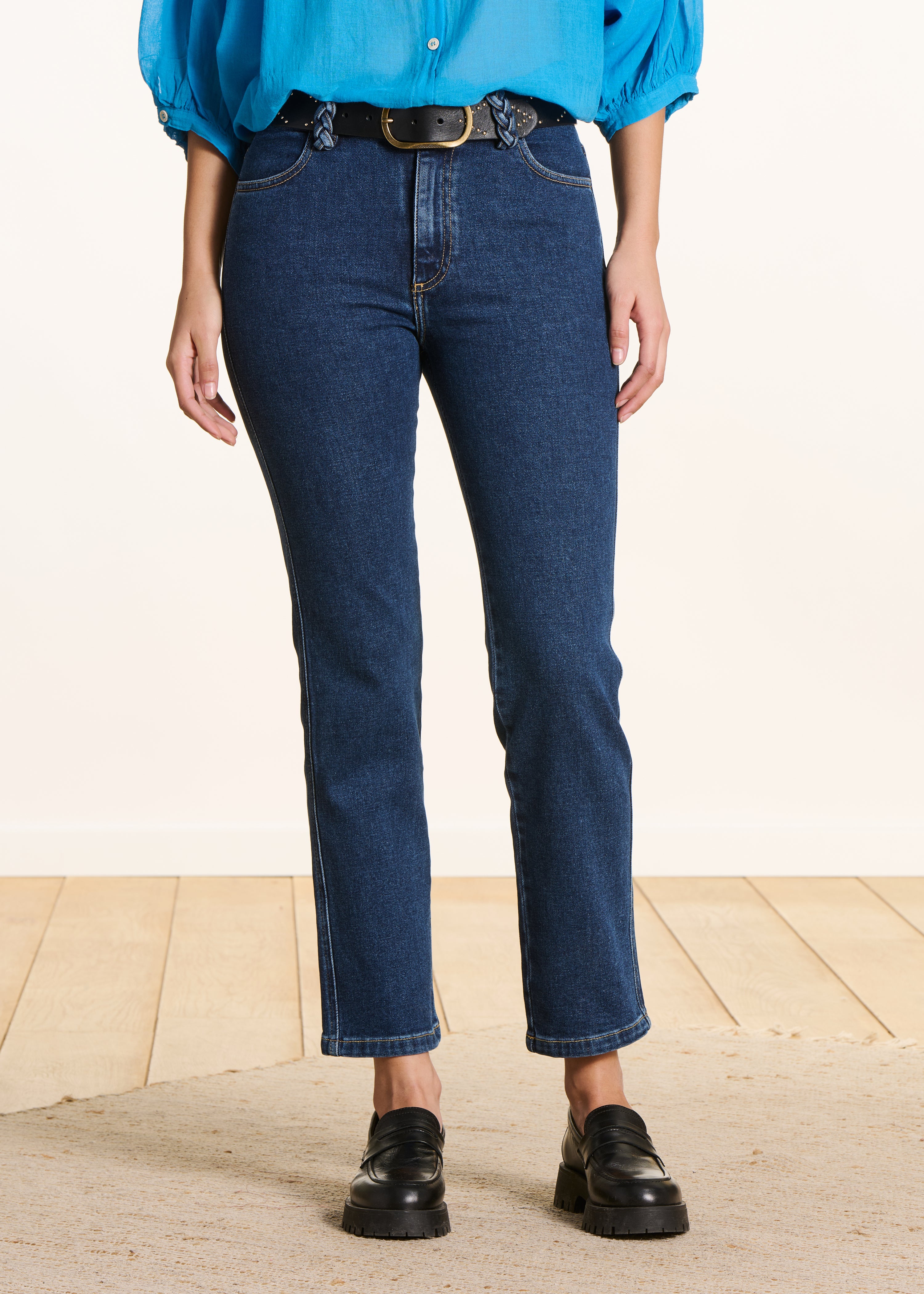 Jeans dritti 7/8 in cotone biologico