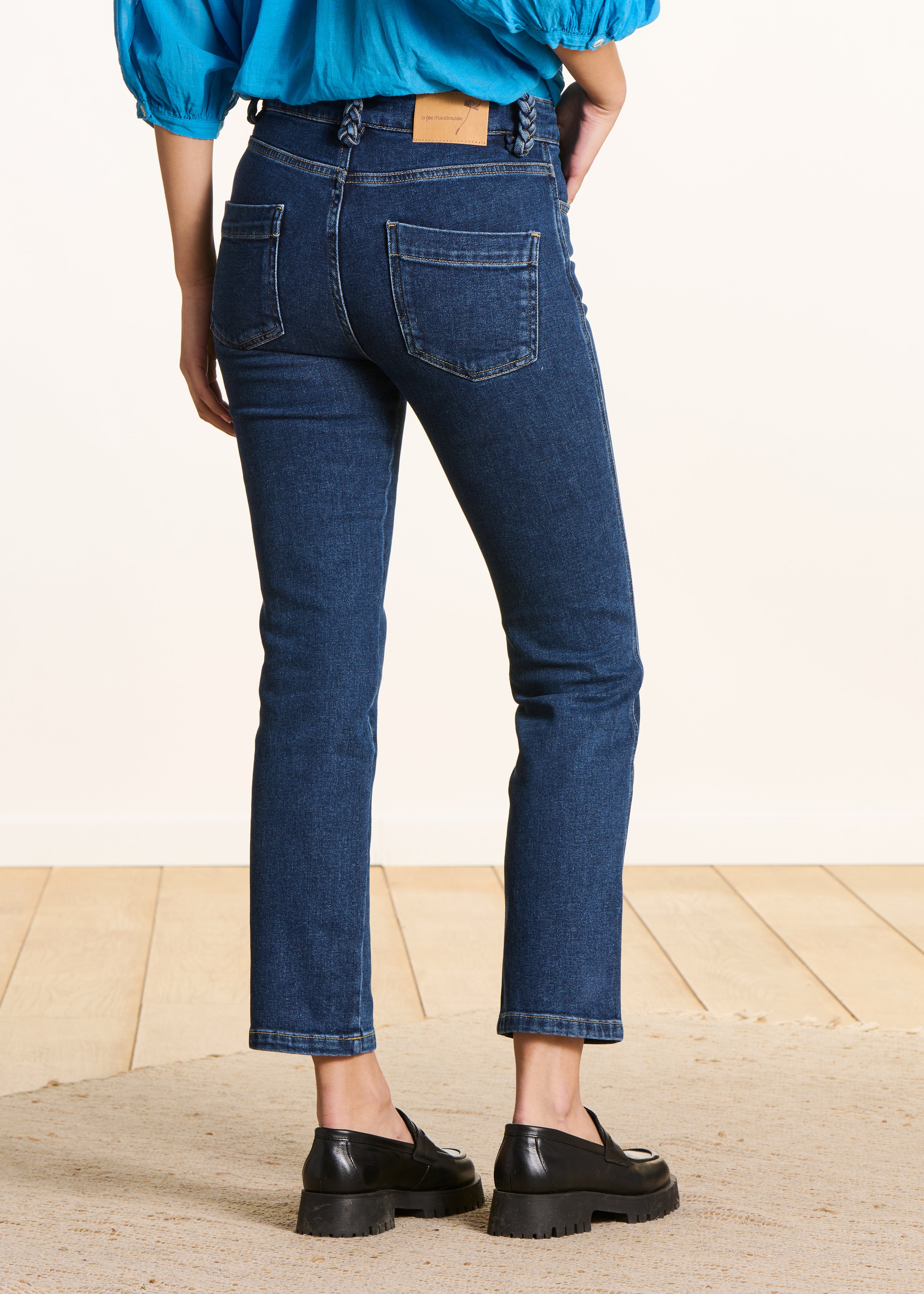 Jeans dritti 7/8 in cotone biologico