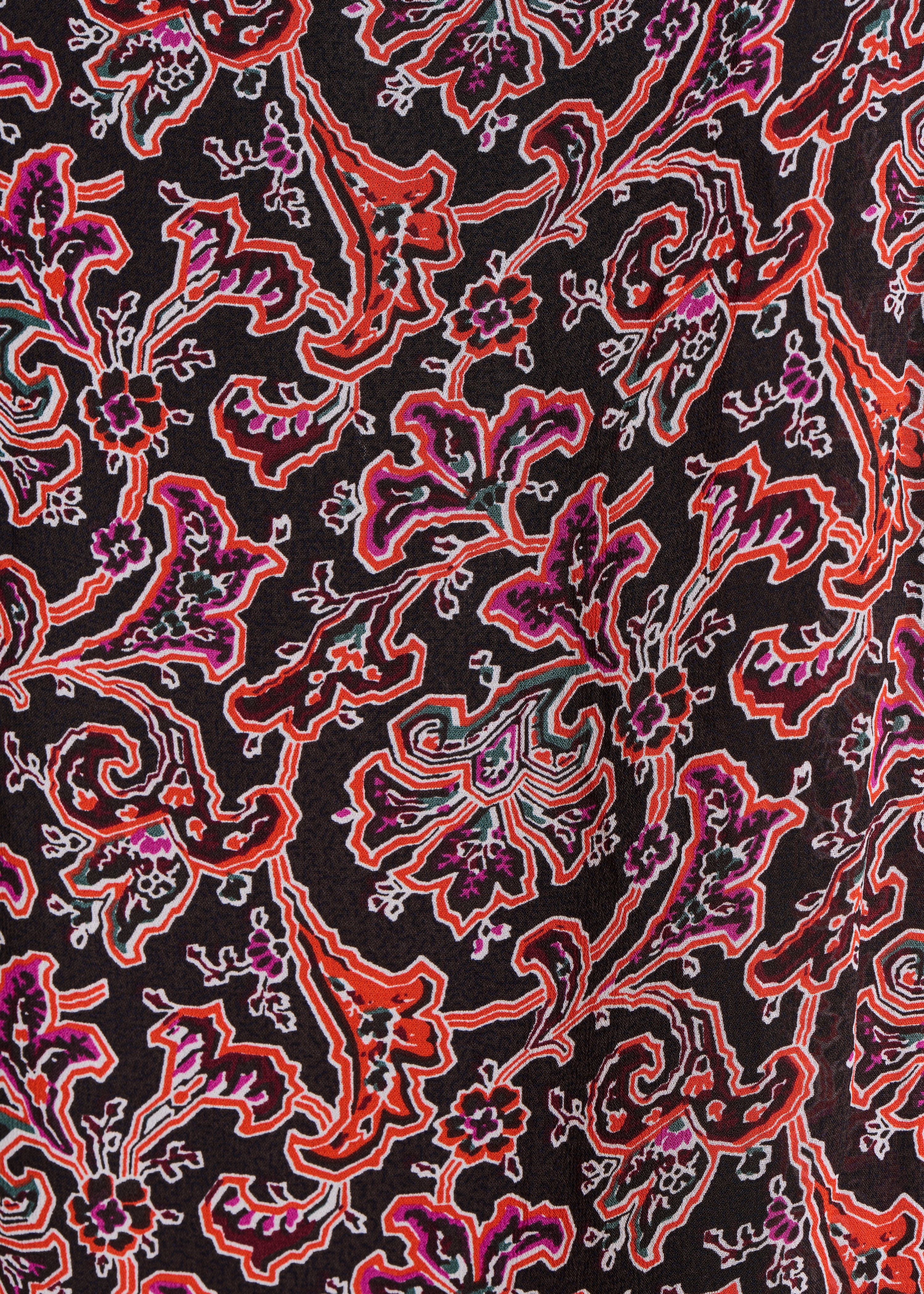 Black flared long skirt with floral print
