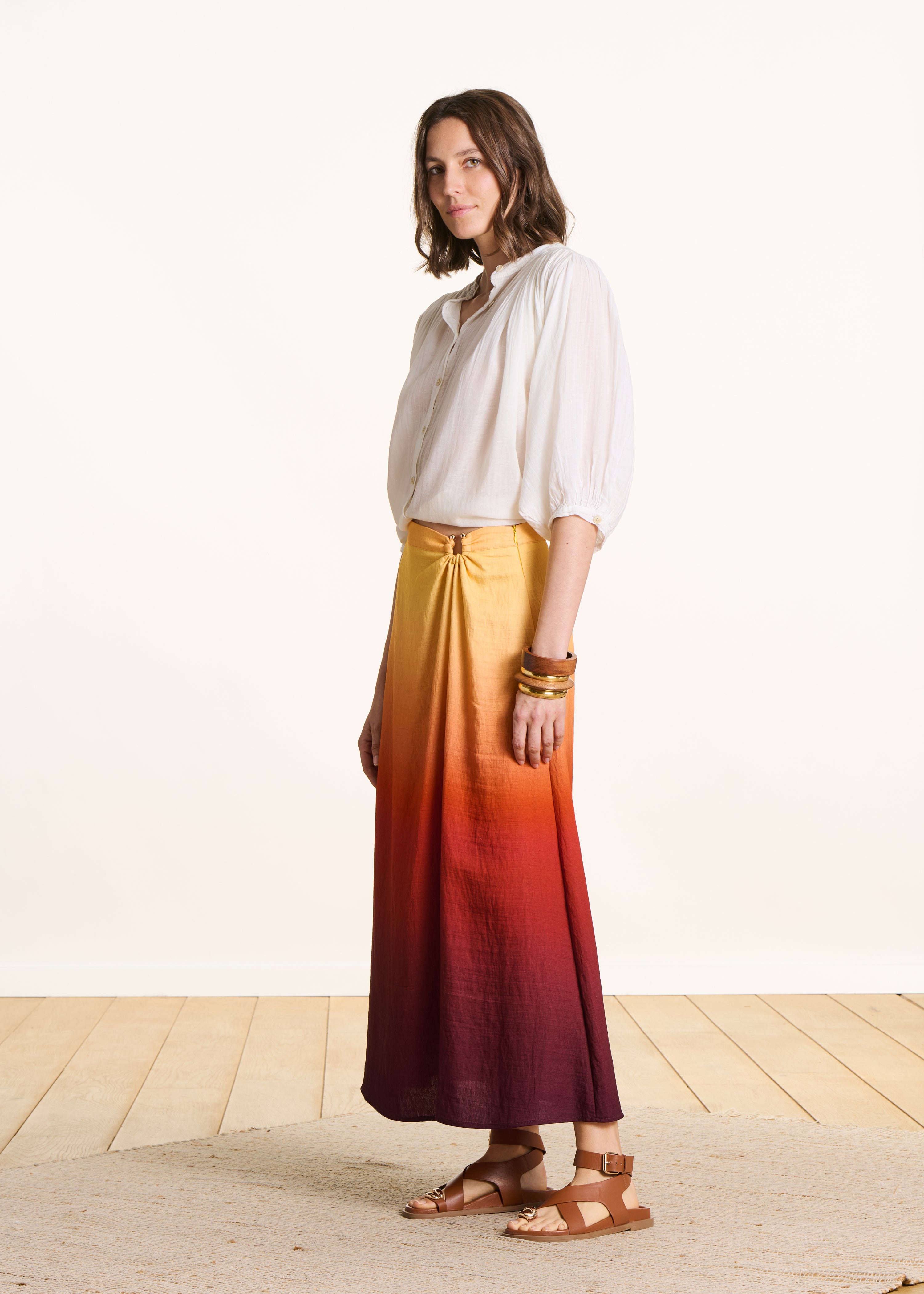 Jupe midi à imprimé tie & dye multicolore