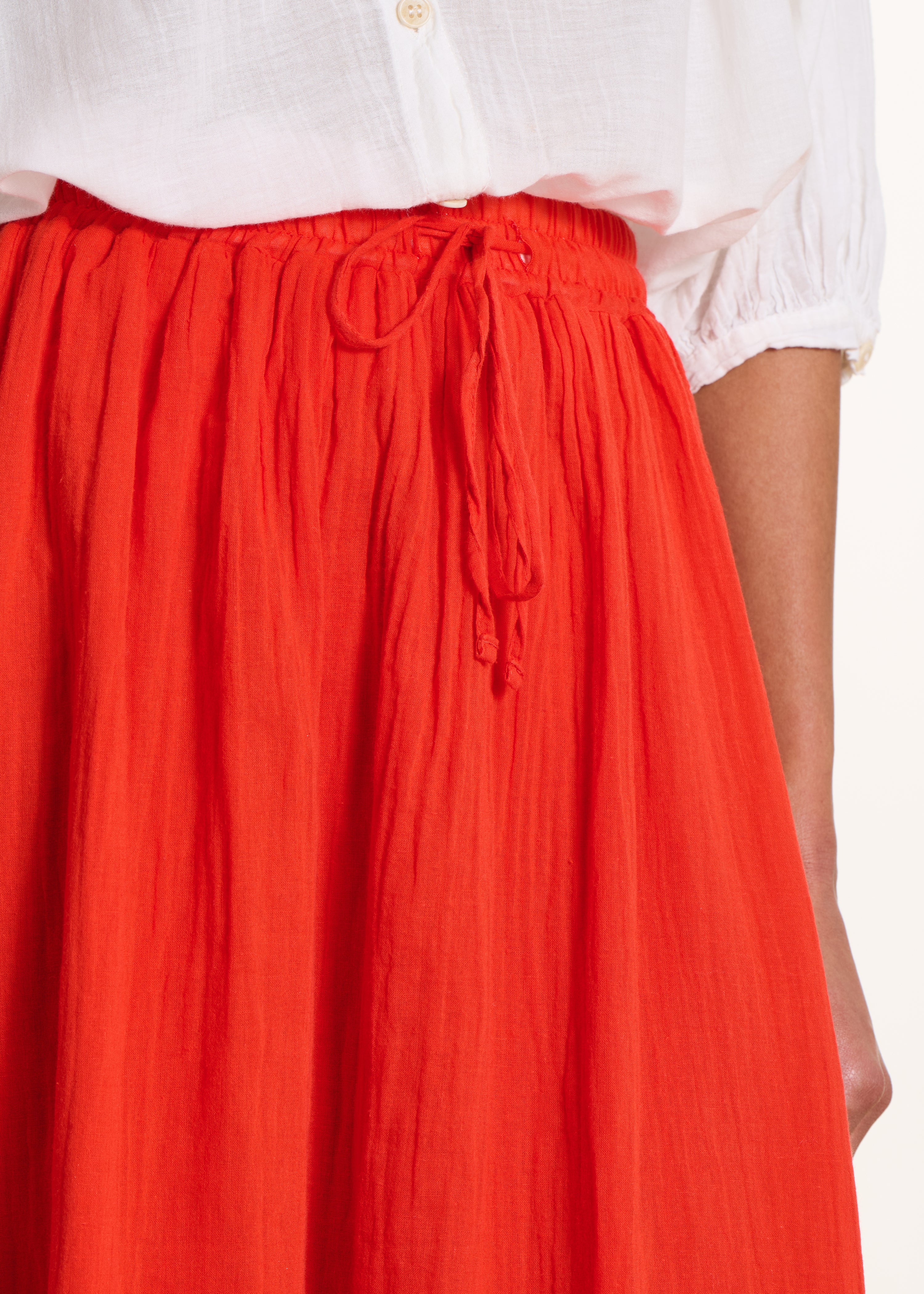 Long skirt in orange cotton voile