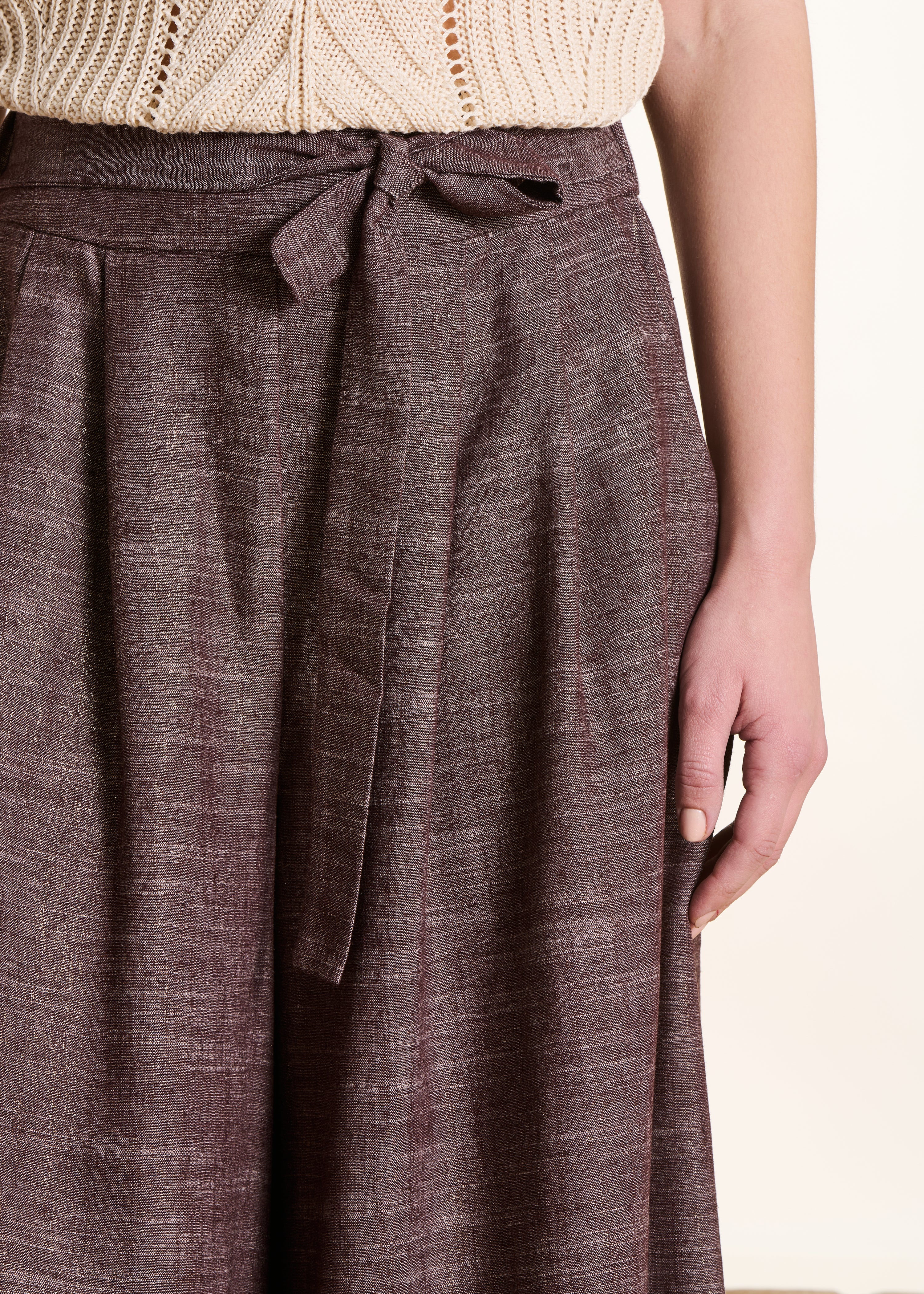 Pantalon marron irisé large 7/8ème