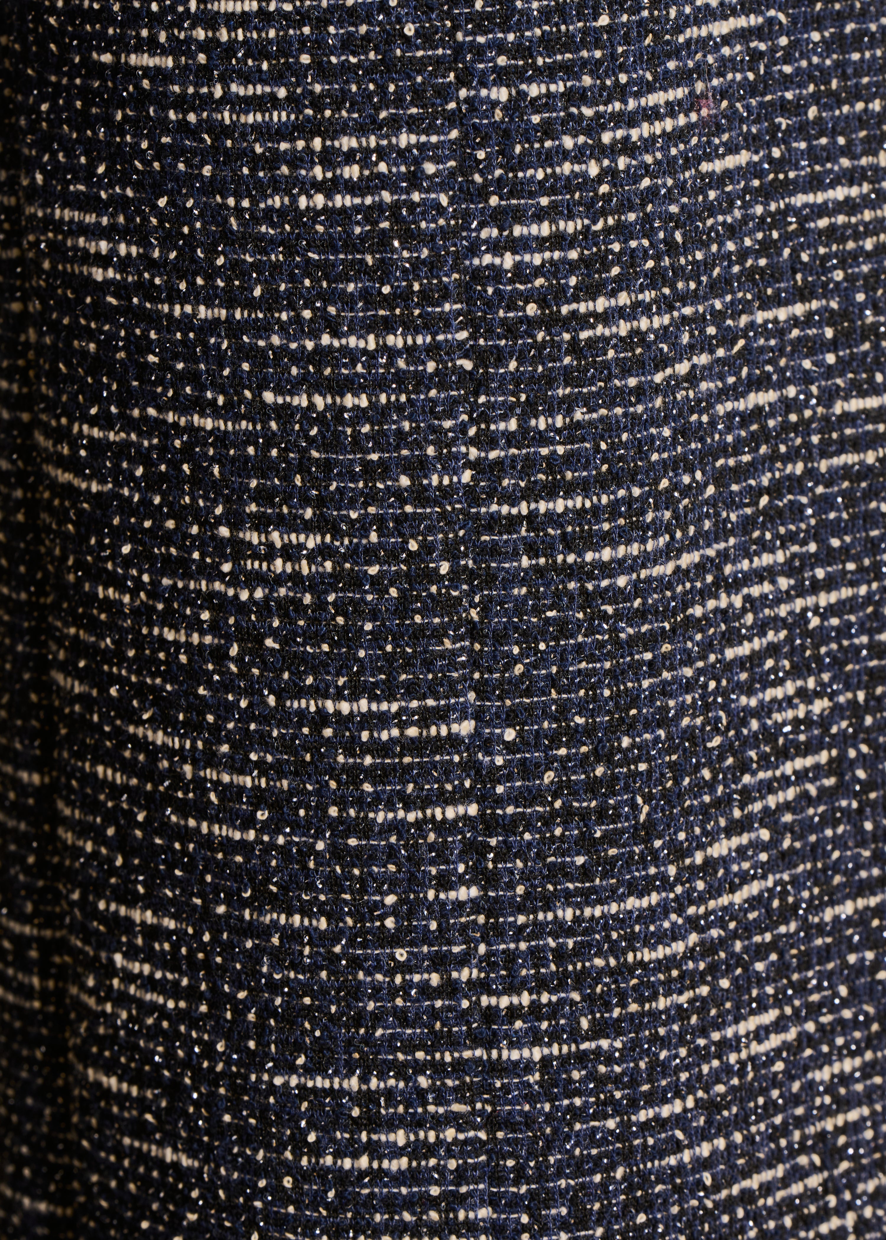 Pantalon cropped bleu marine en milano effet tweed