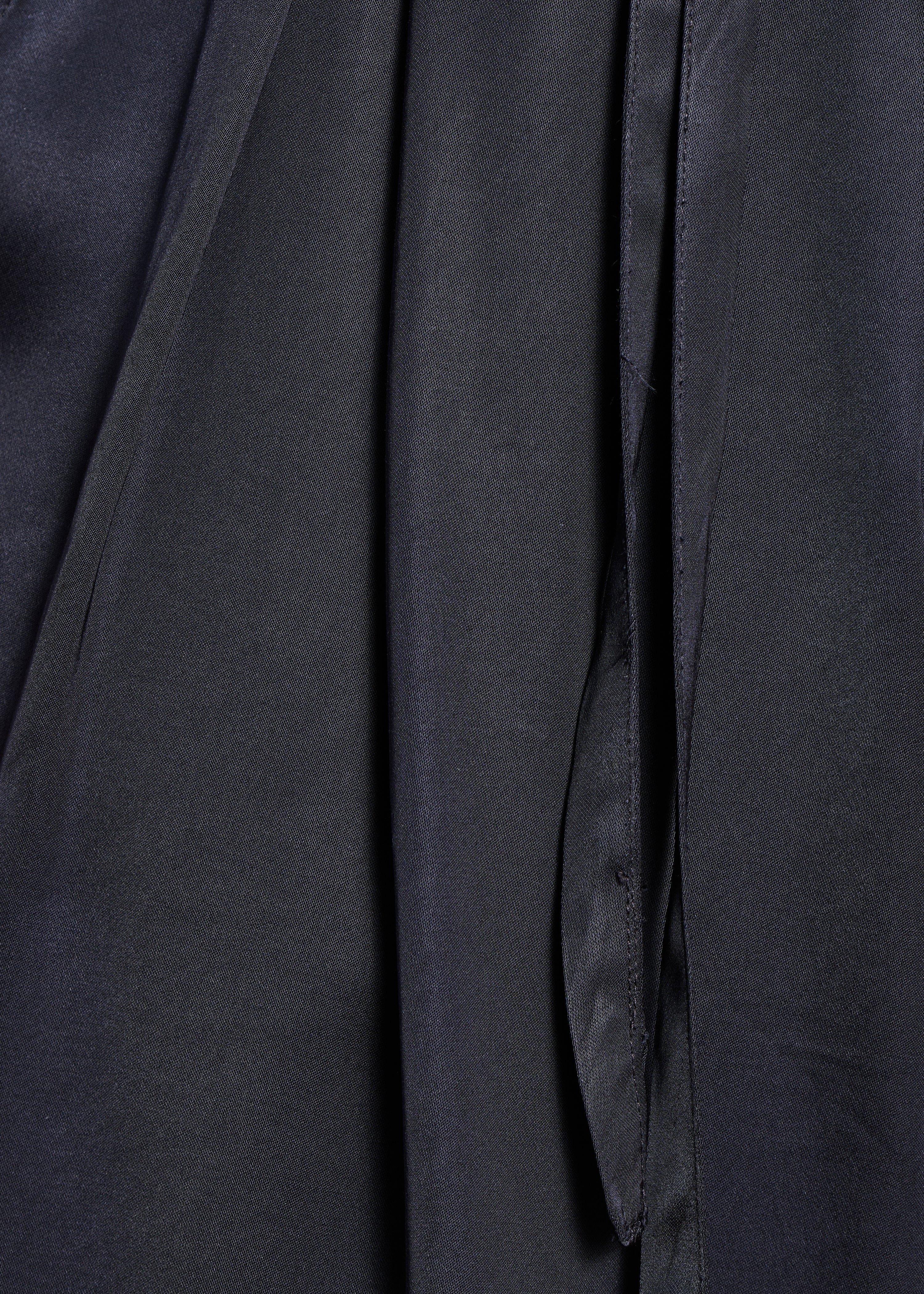 Dark blue wide-leg high-waisted satin trousers