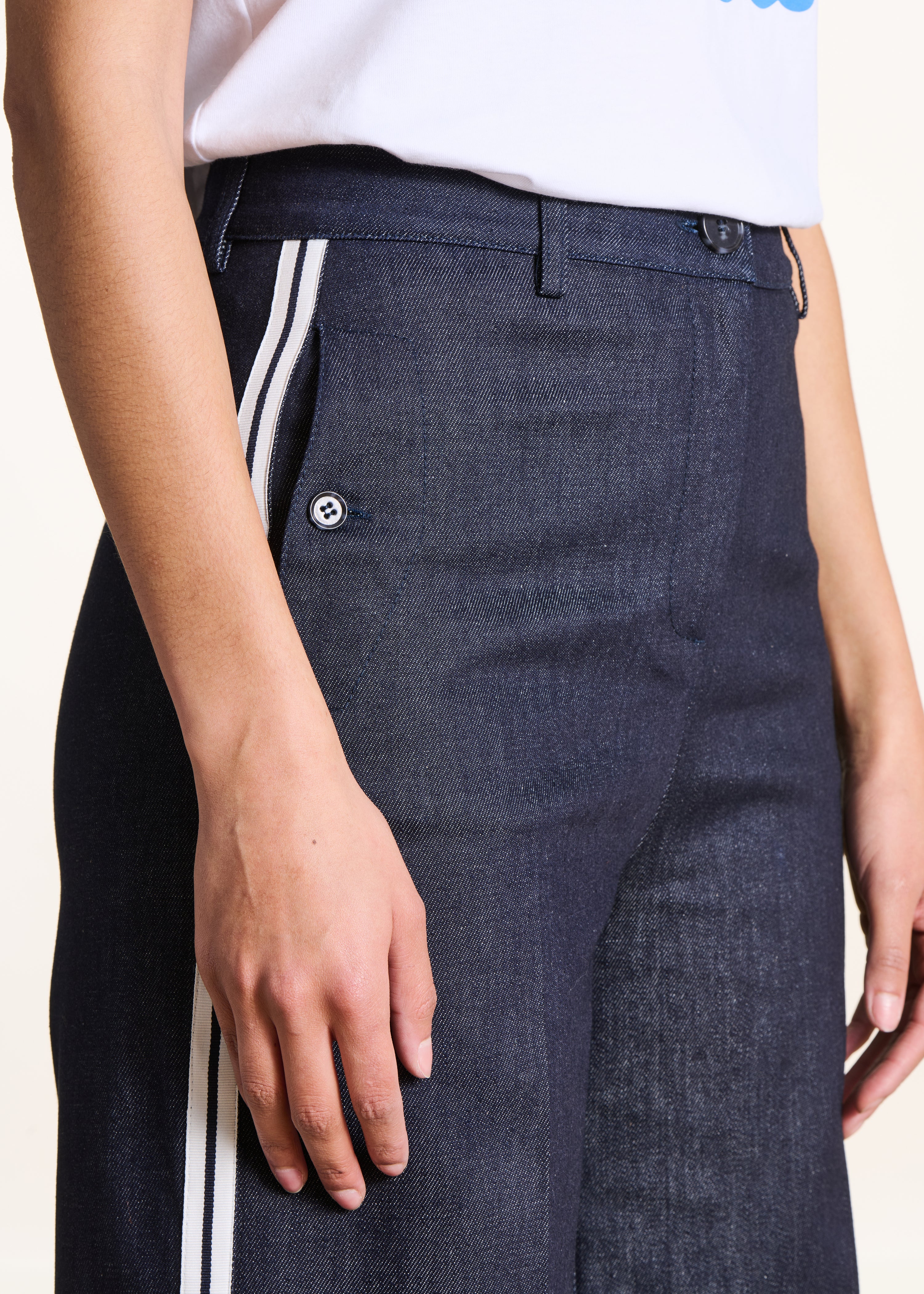 Straight raw denim pants
