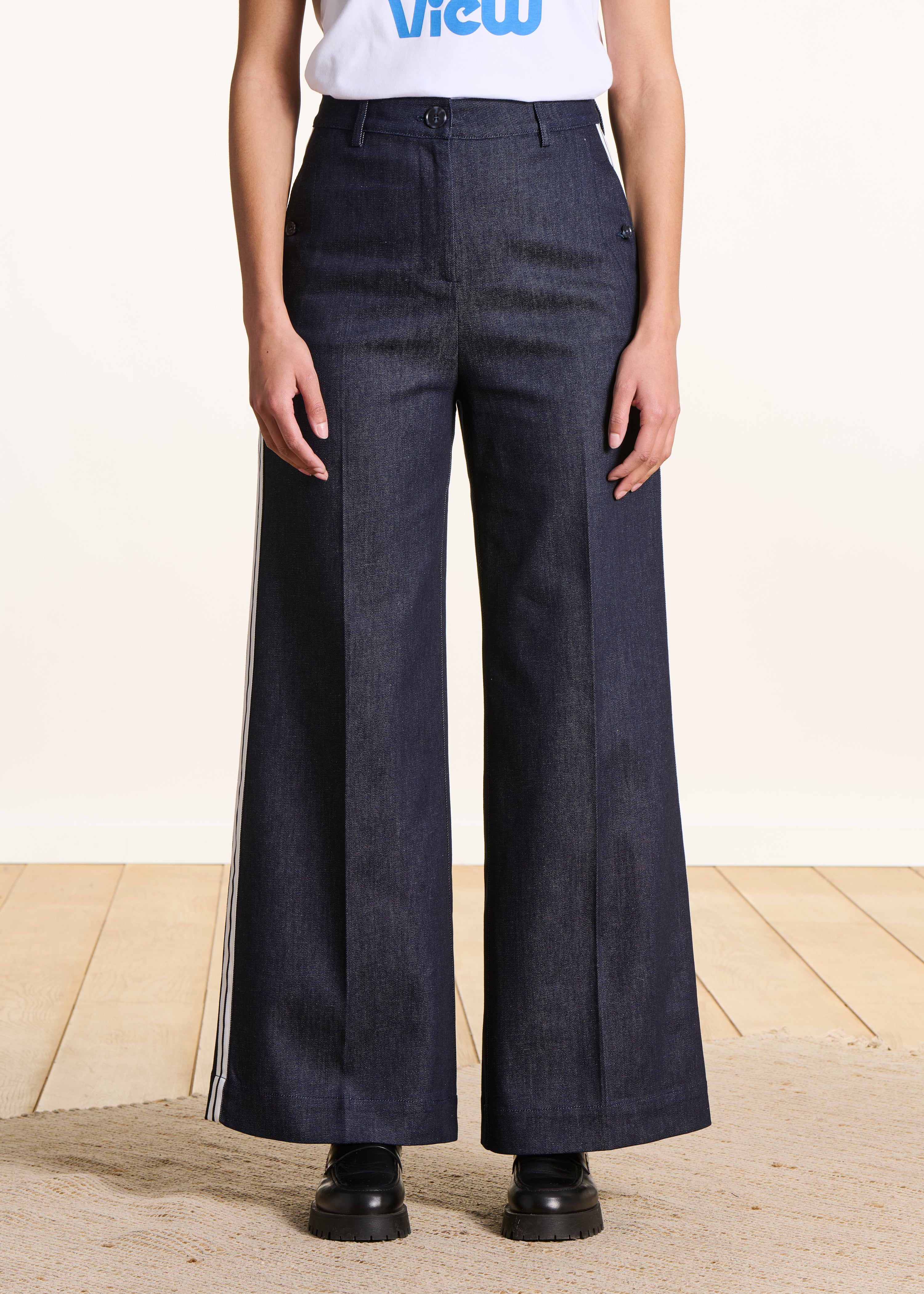 Straight raw denim pants