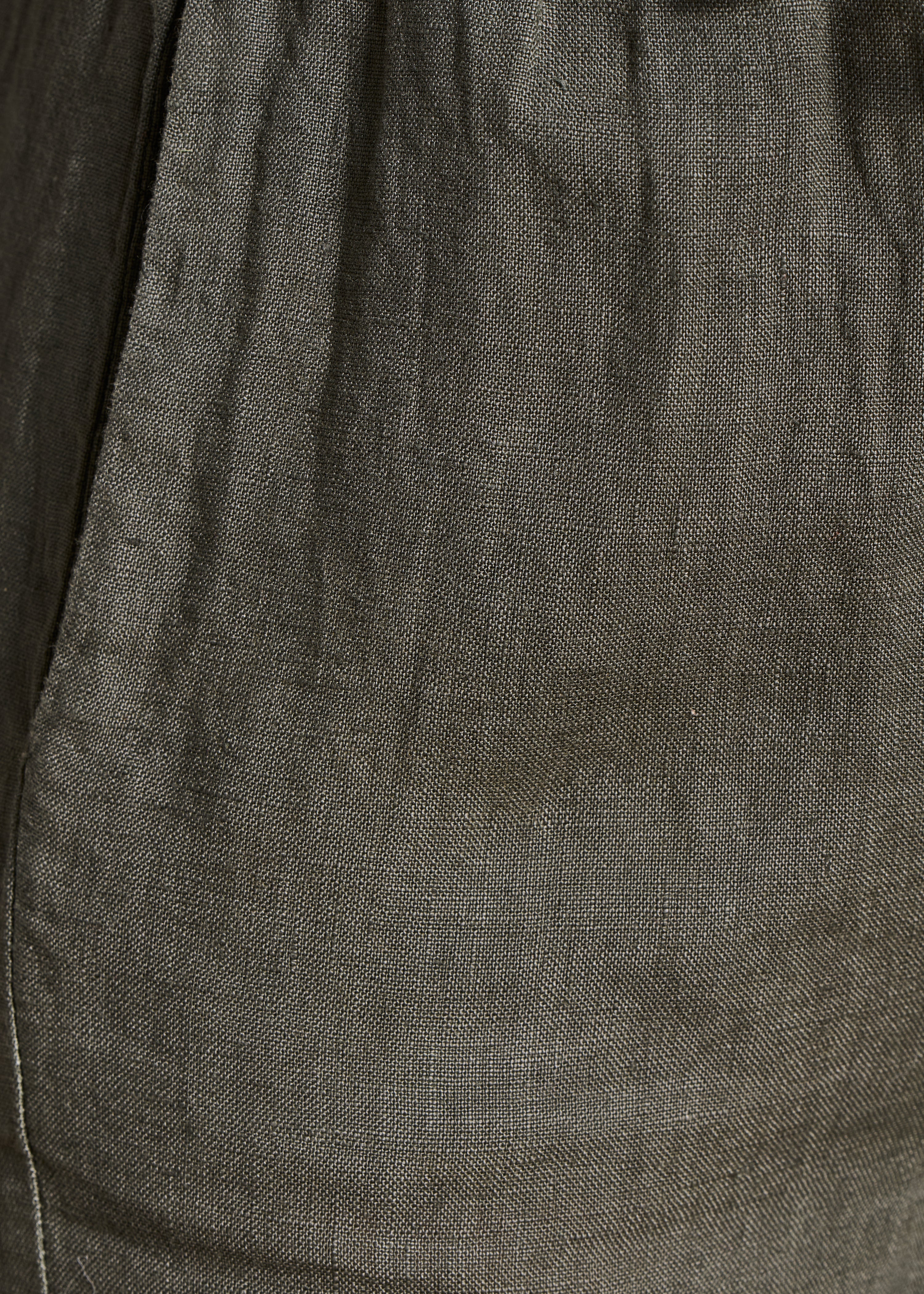 Karottenhose in Khaki aus Leinen mit elastischem Bund