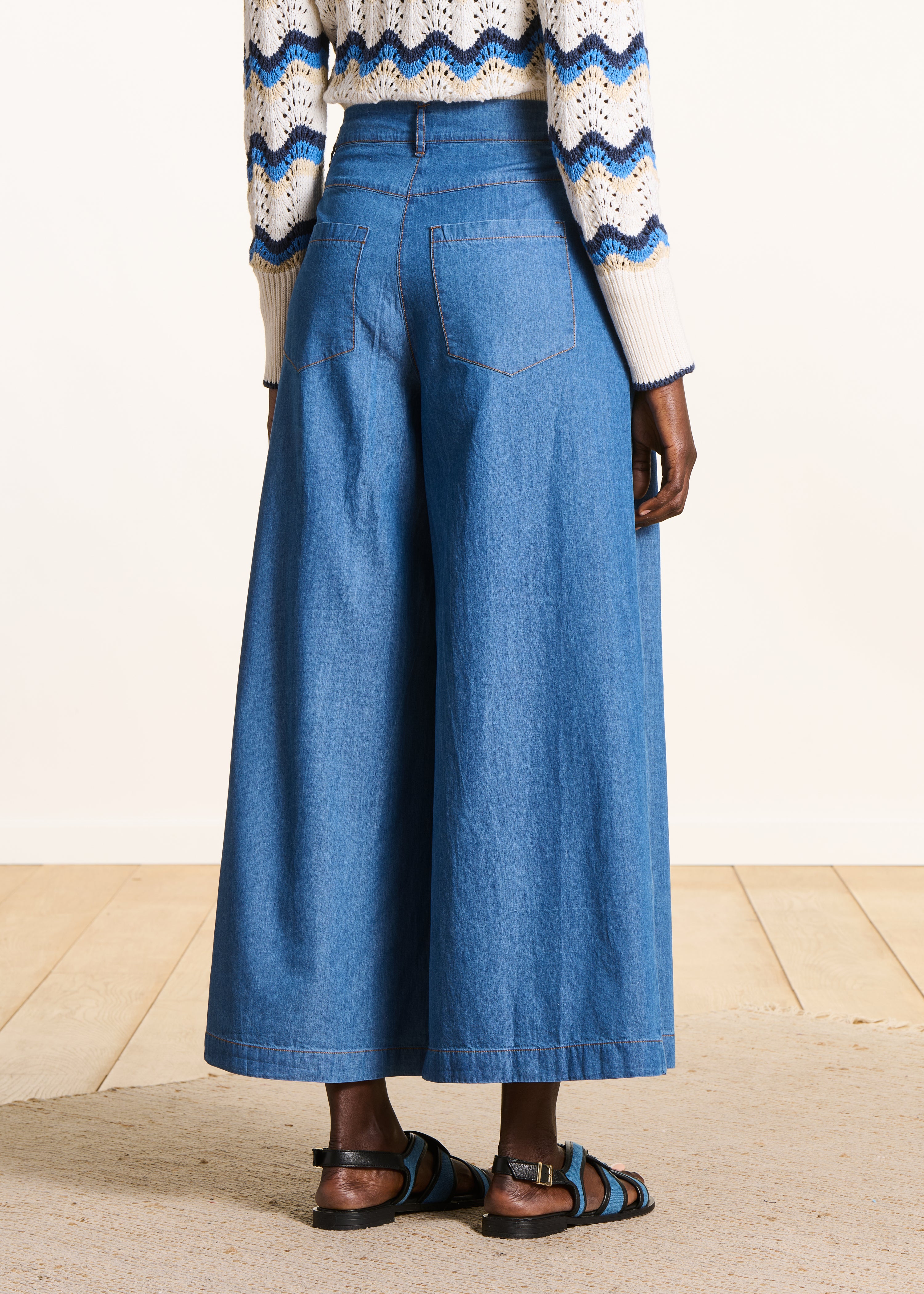 Wijde broek van soepel denim