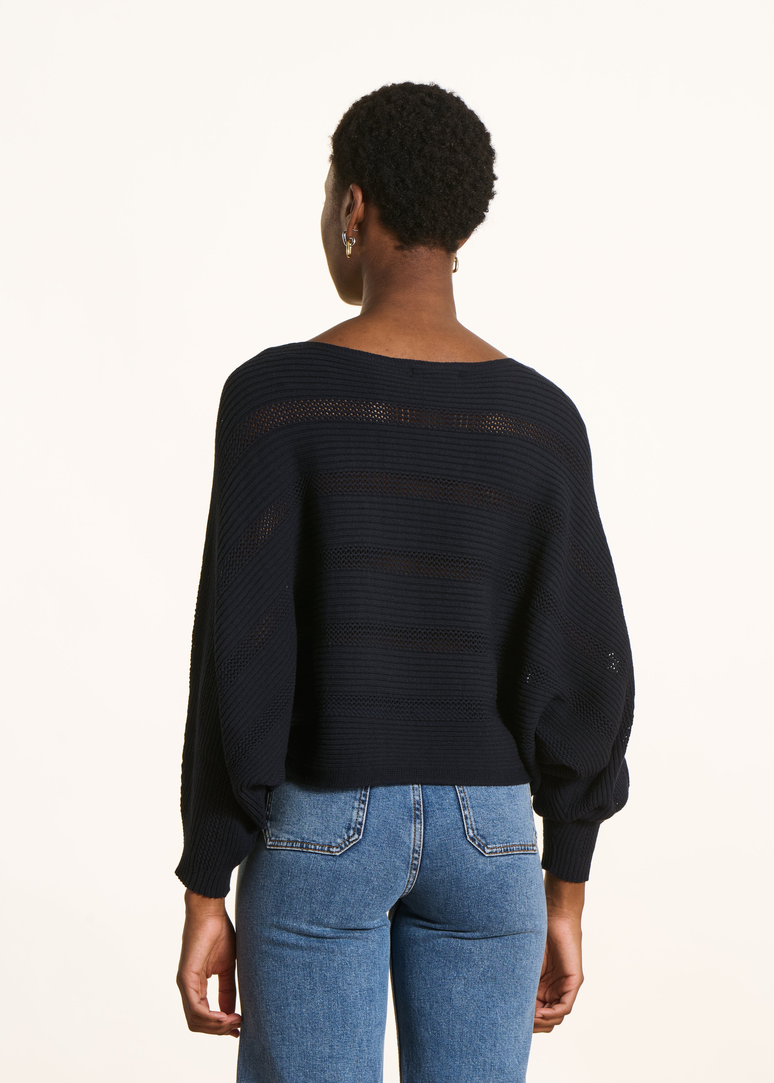 Maglione mantella blu scuro a maniche lunghe