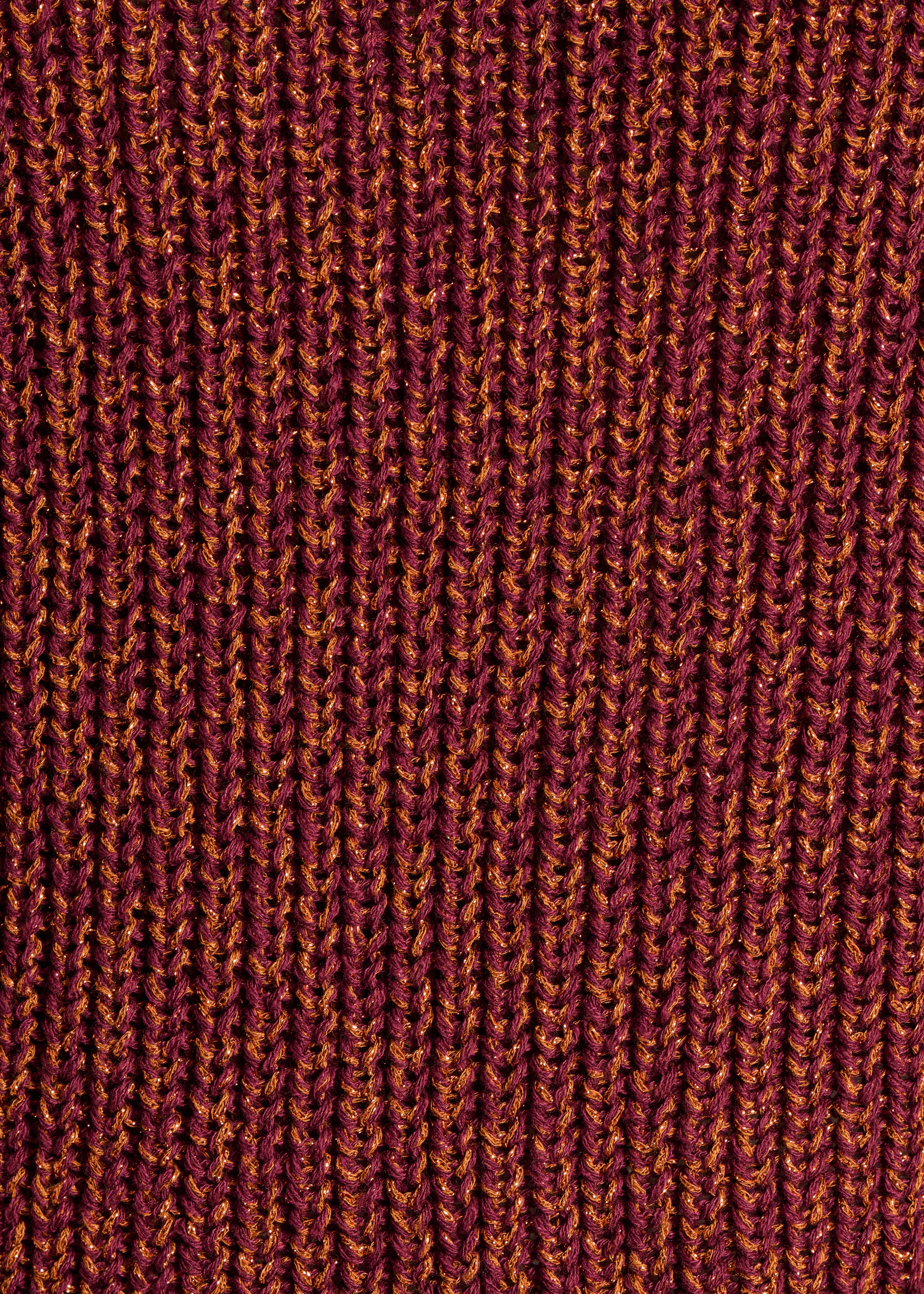 Pull marron irisé col rond manches courtes