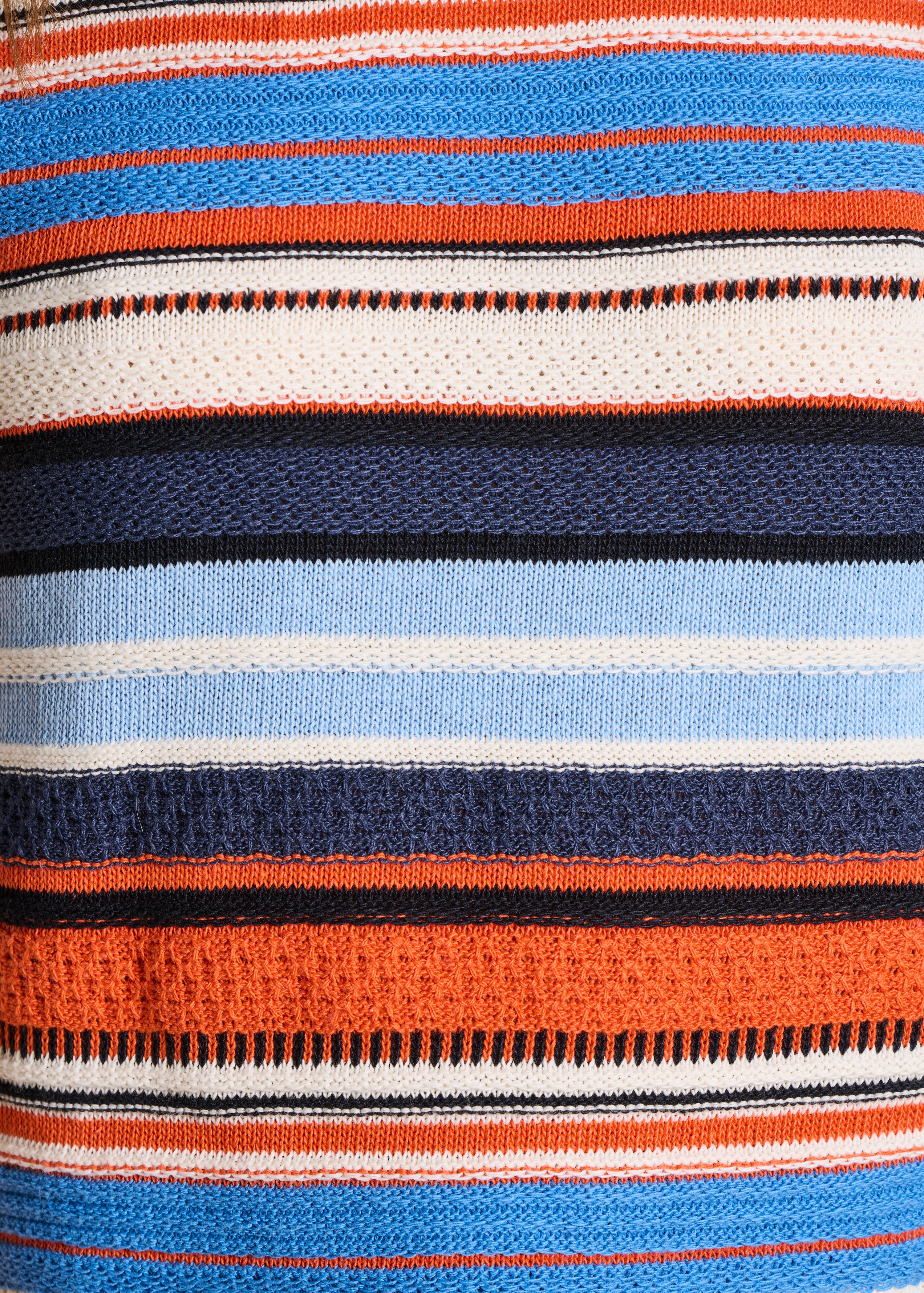 Multicolored Blue and Orange Striped Sweater