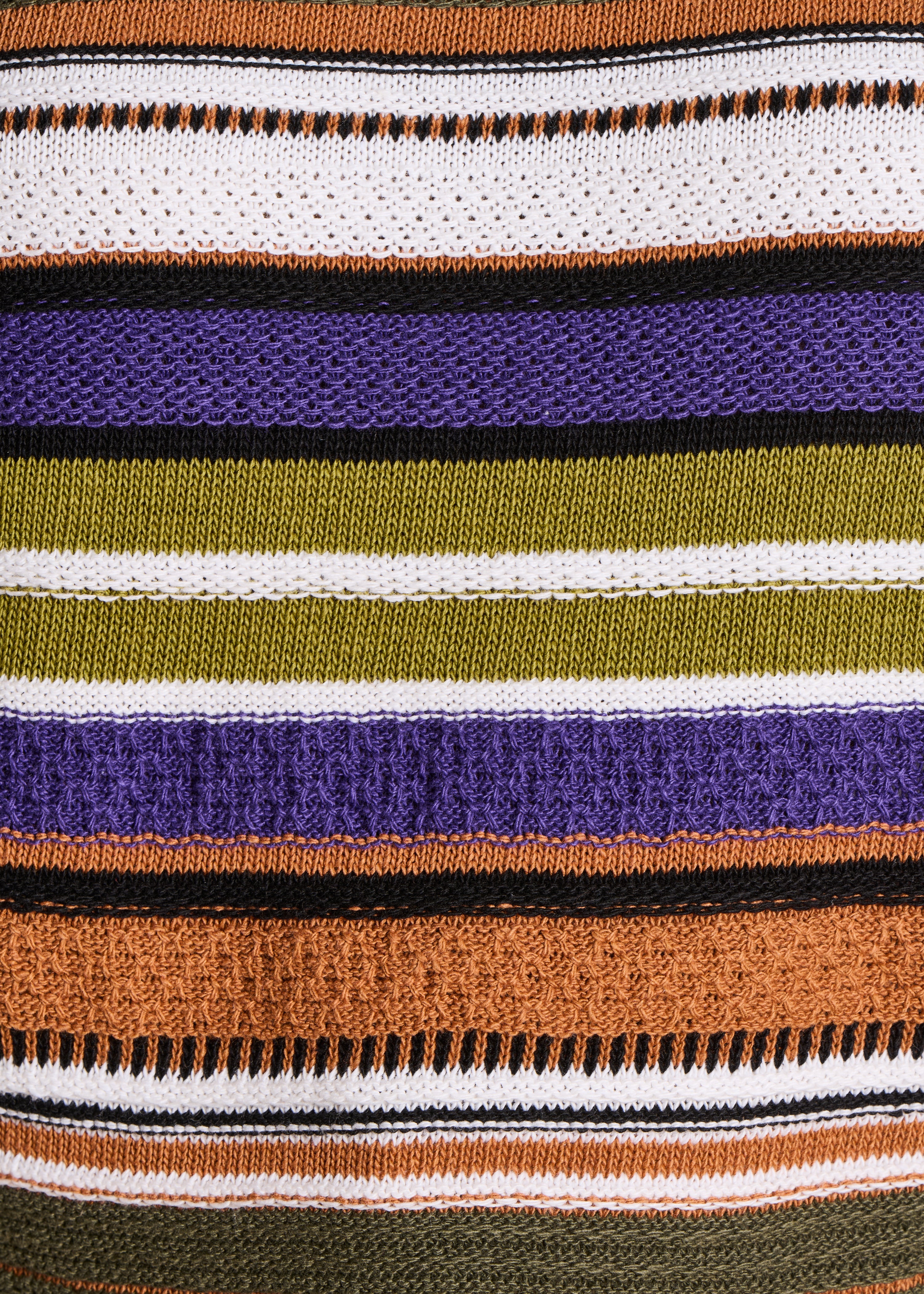 Maglione a righe multicolore kaki e cammello