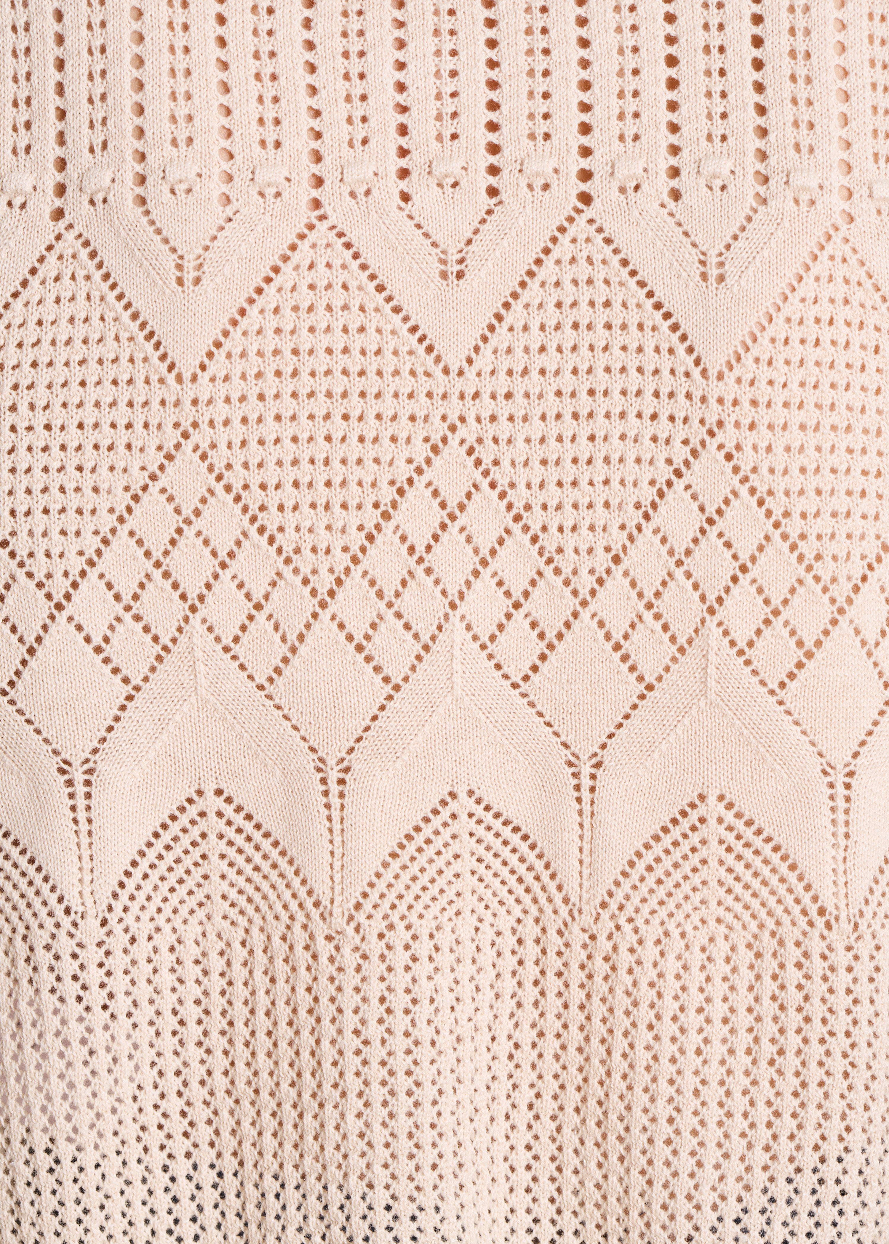 Beige Sleeveless Cropped Sweater in Pointelle Knit