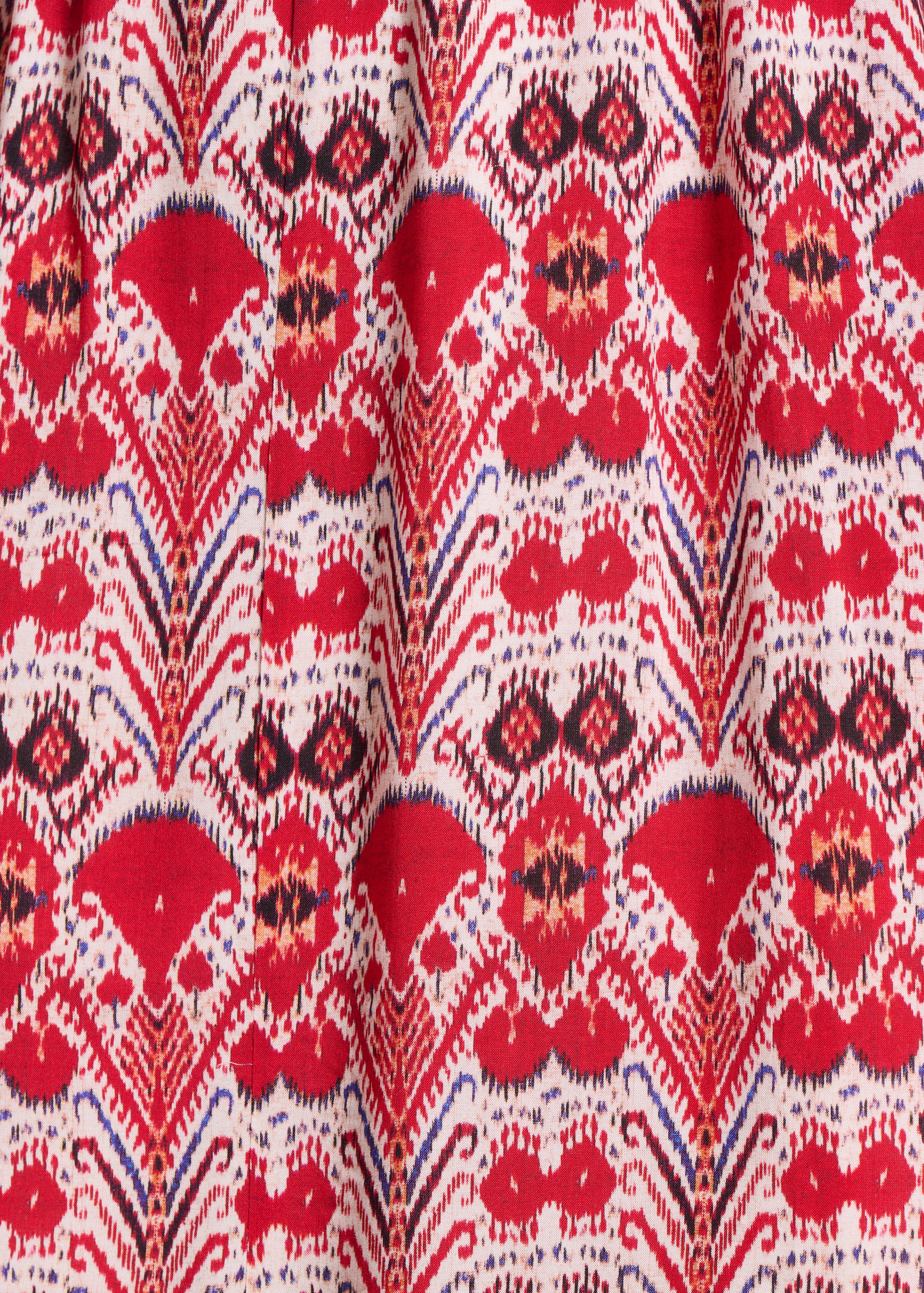 Long wrap dress with red print
