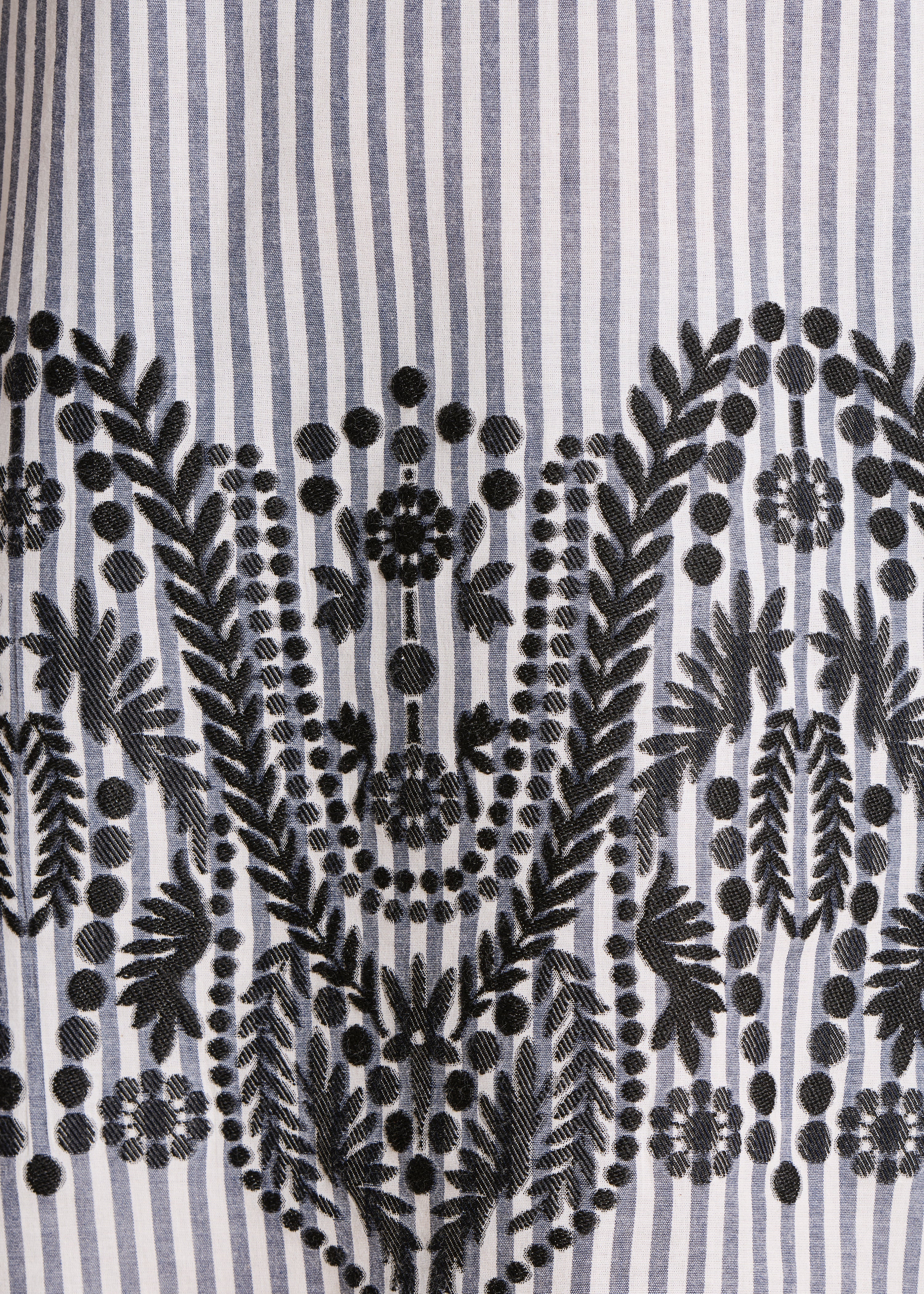 Vestito corto a righe con motivo jacquard nero