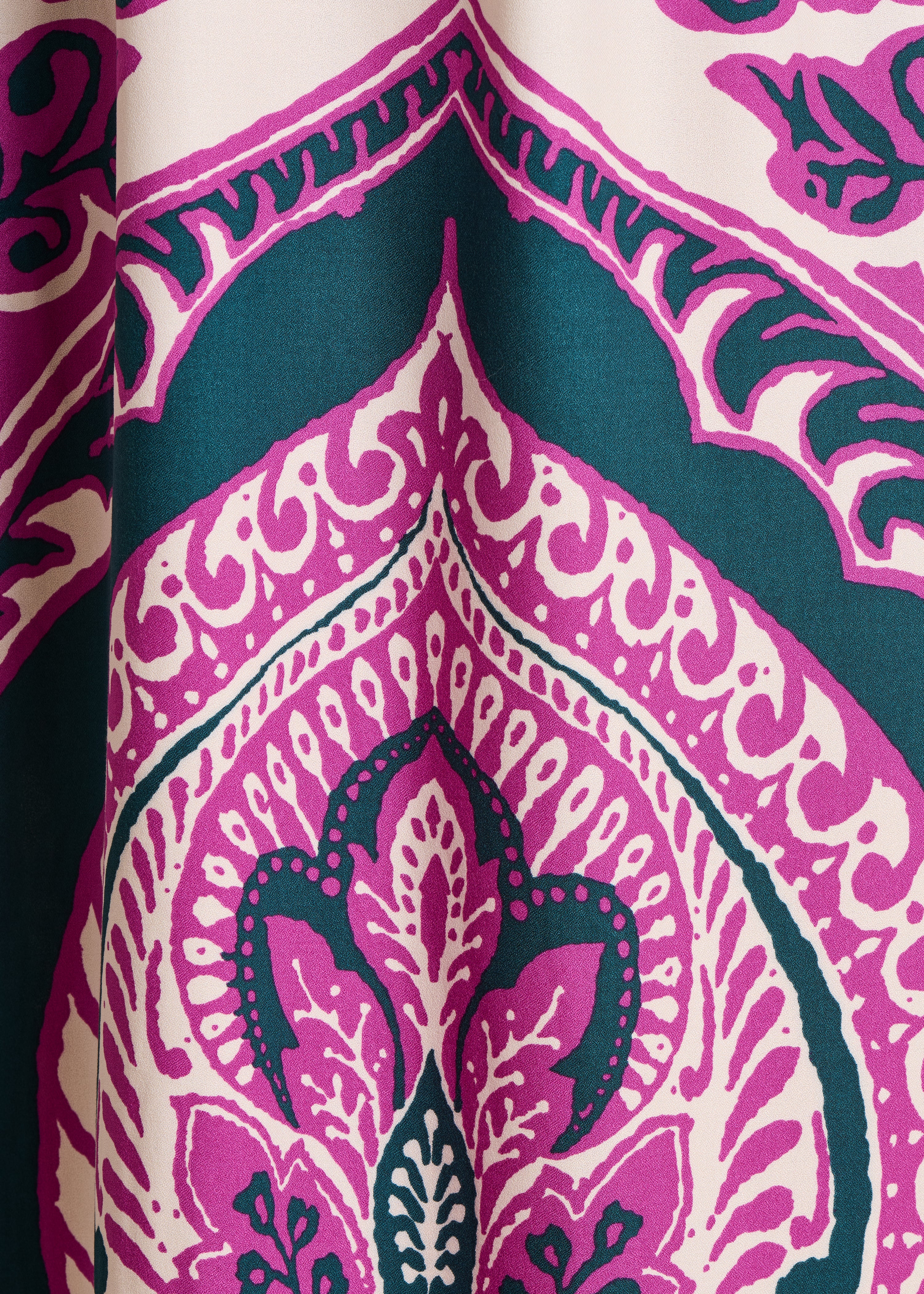 Robe longue fendue manches courtes à imprimé violet