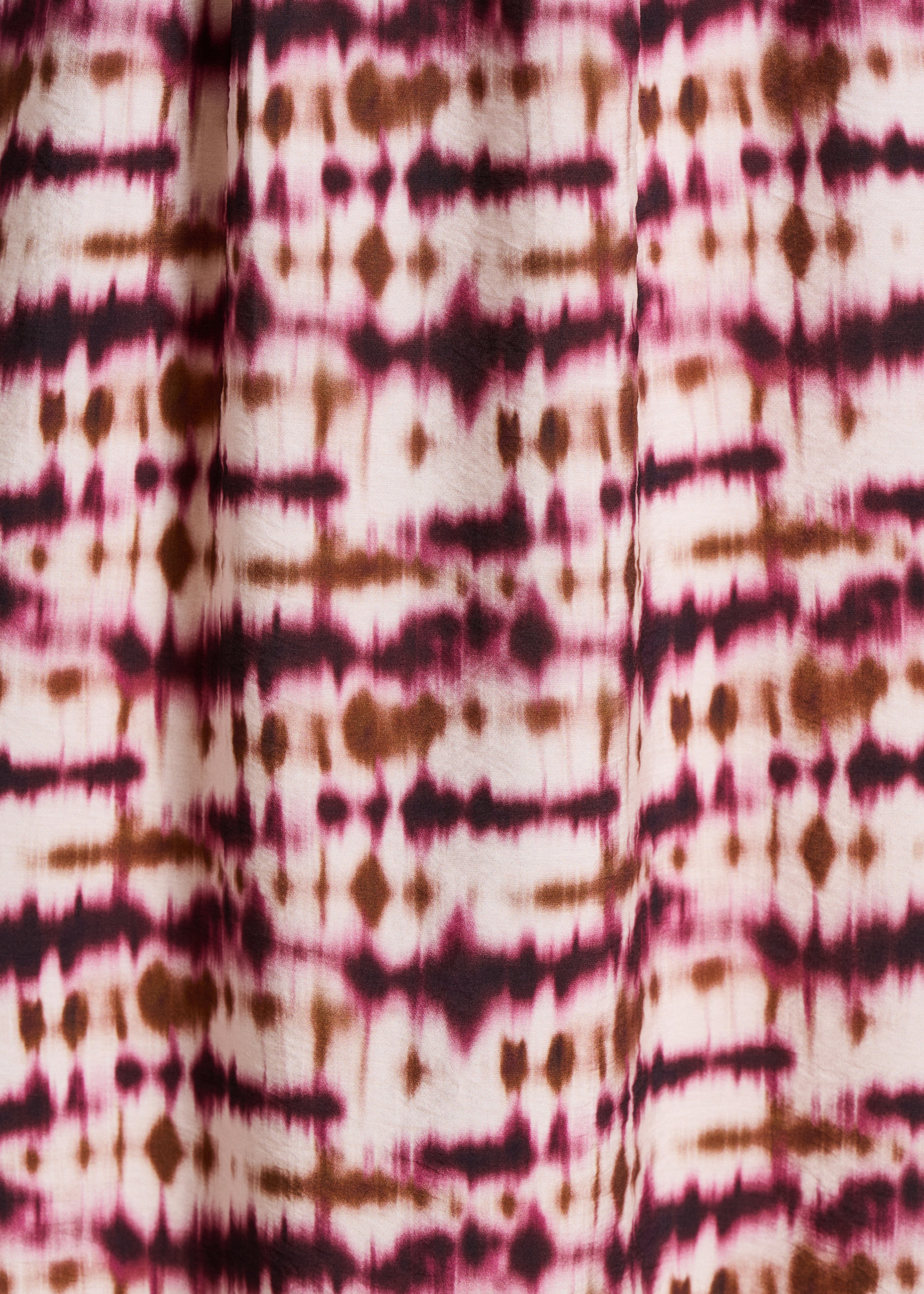 Loose long dress with burgundy tie-dye print