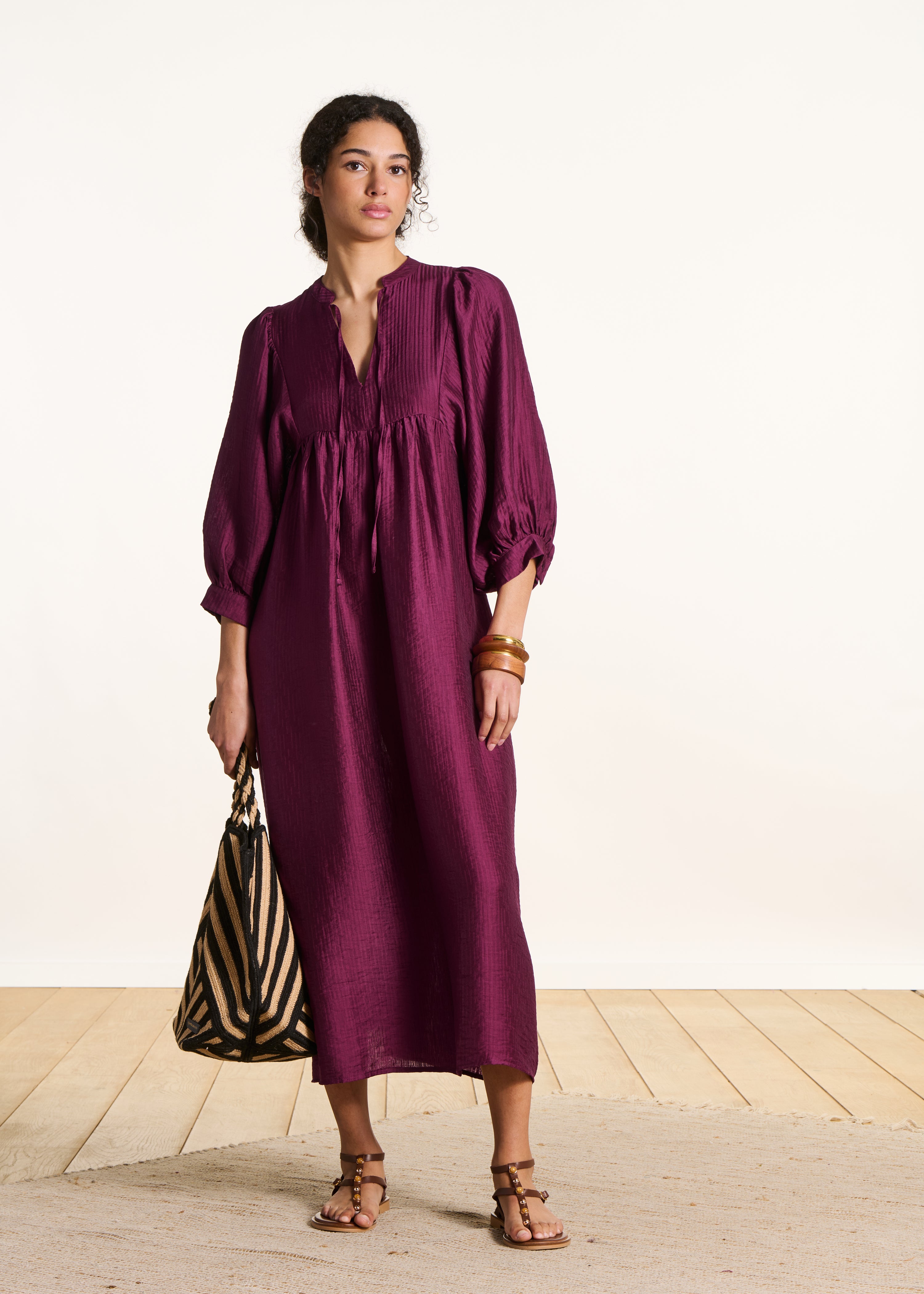 knee length dresses for ladies Kayleigh Floral Midi Dress-Purple, Loose Fit Modest Dress Small / Purple main image 1