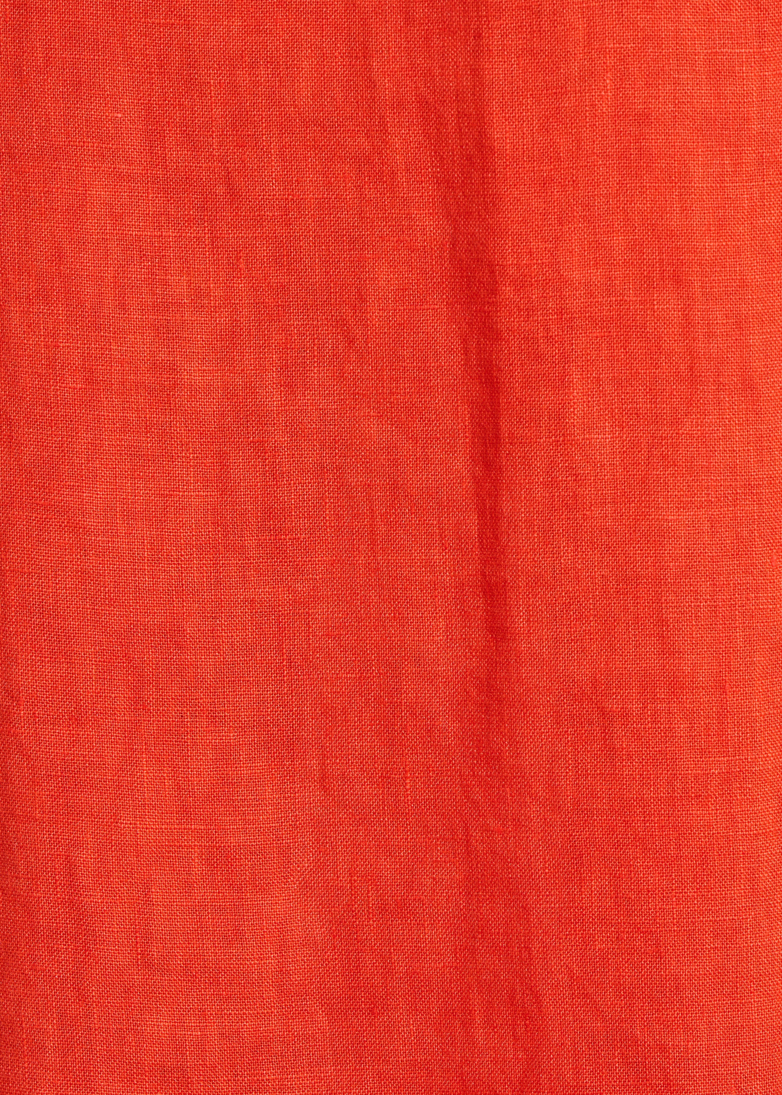 Abito lungo arancione in lino con maniche lunghe