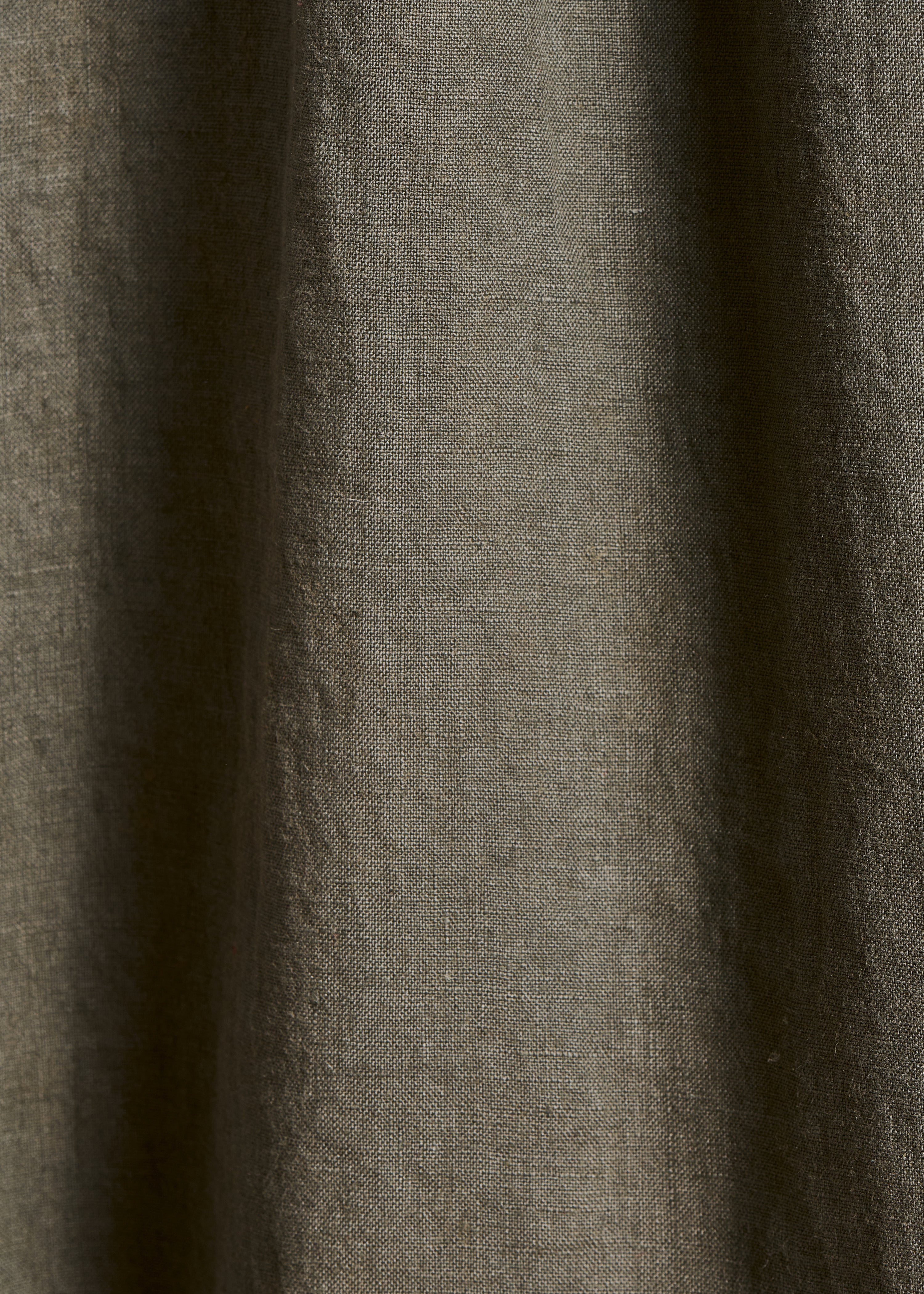 Long khaki linen dress with long sleeves