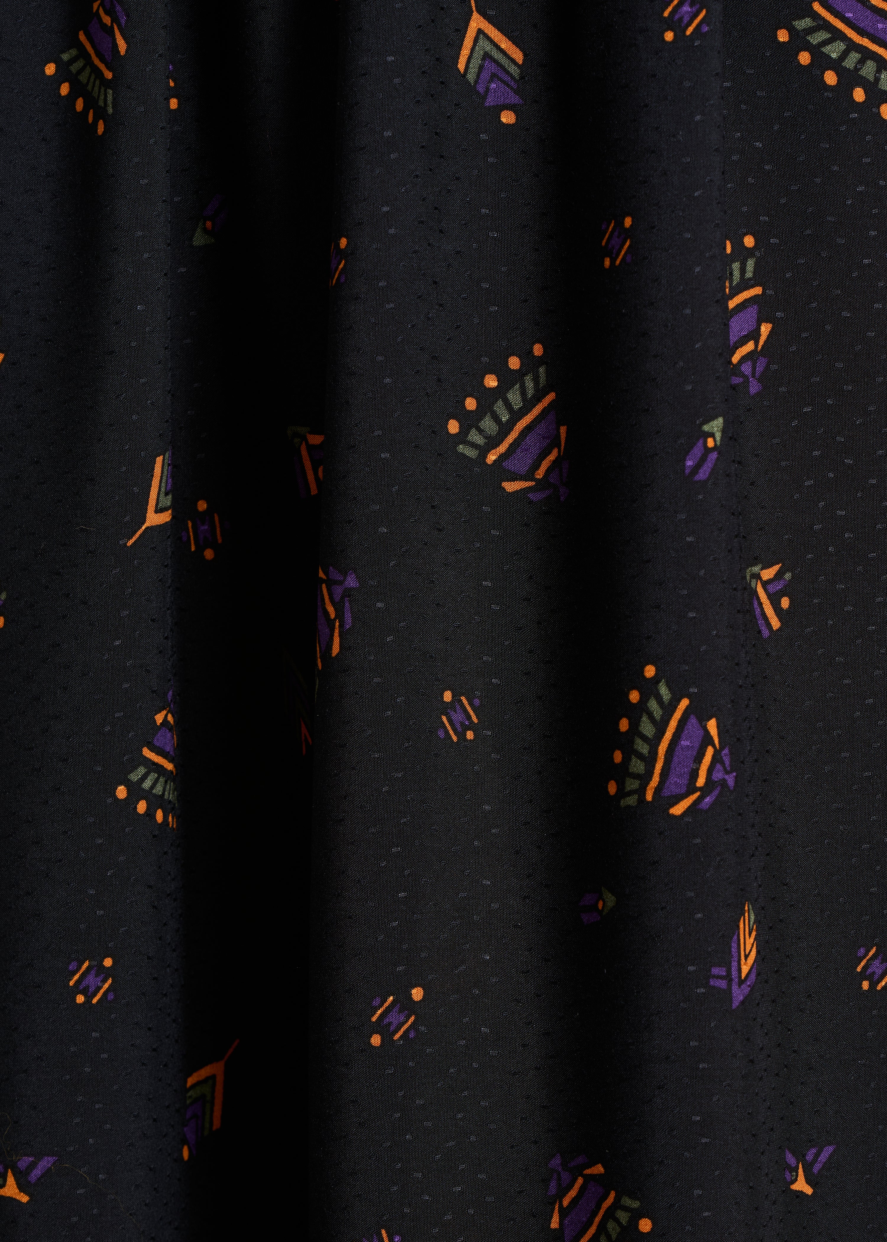 Black long dress with V-neck print