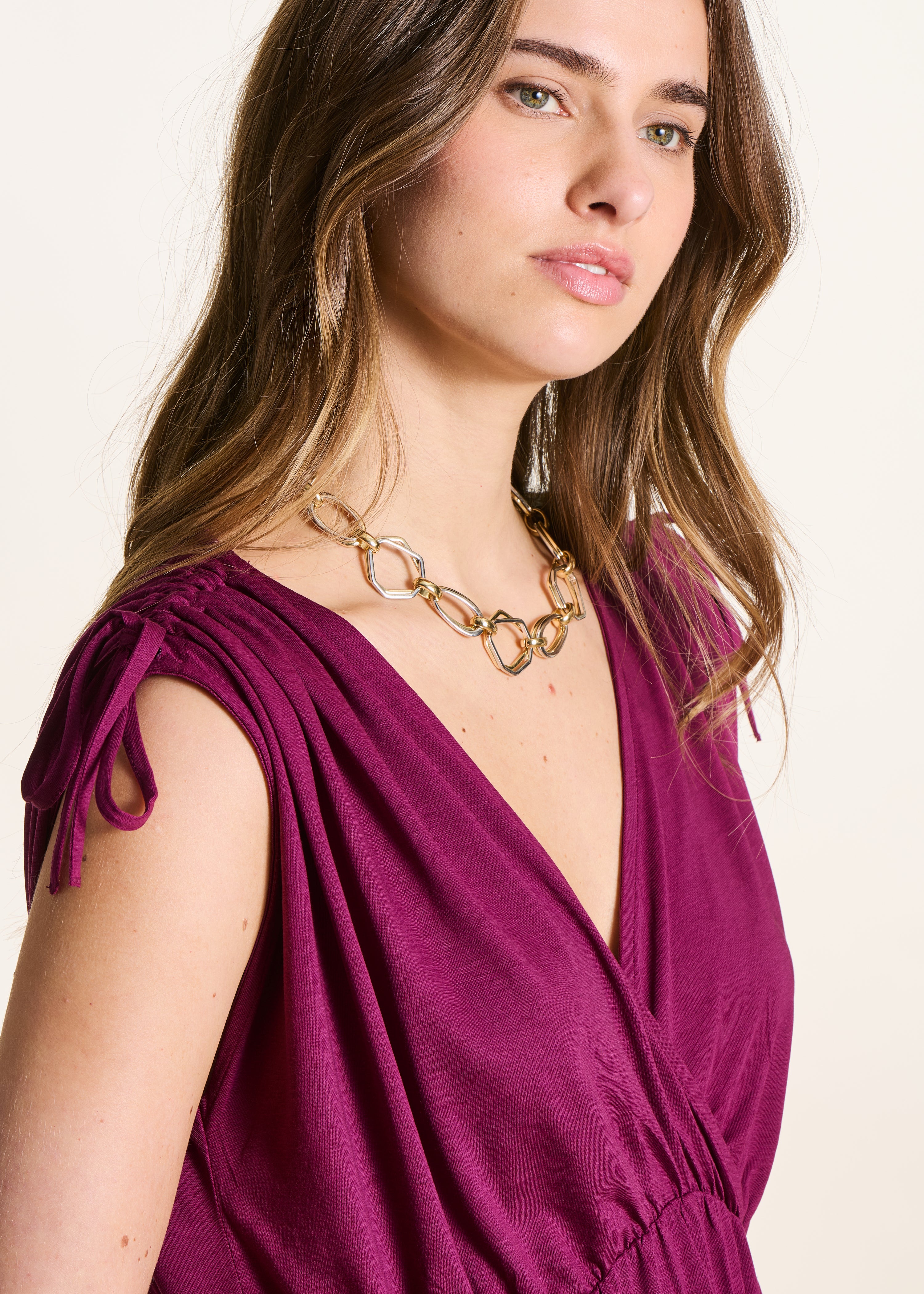 Robe longue violette en lyocell