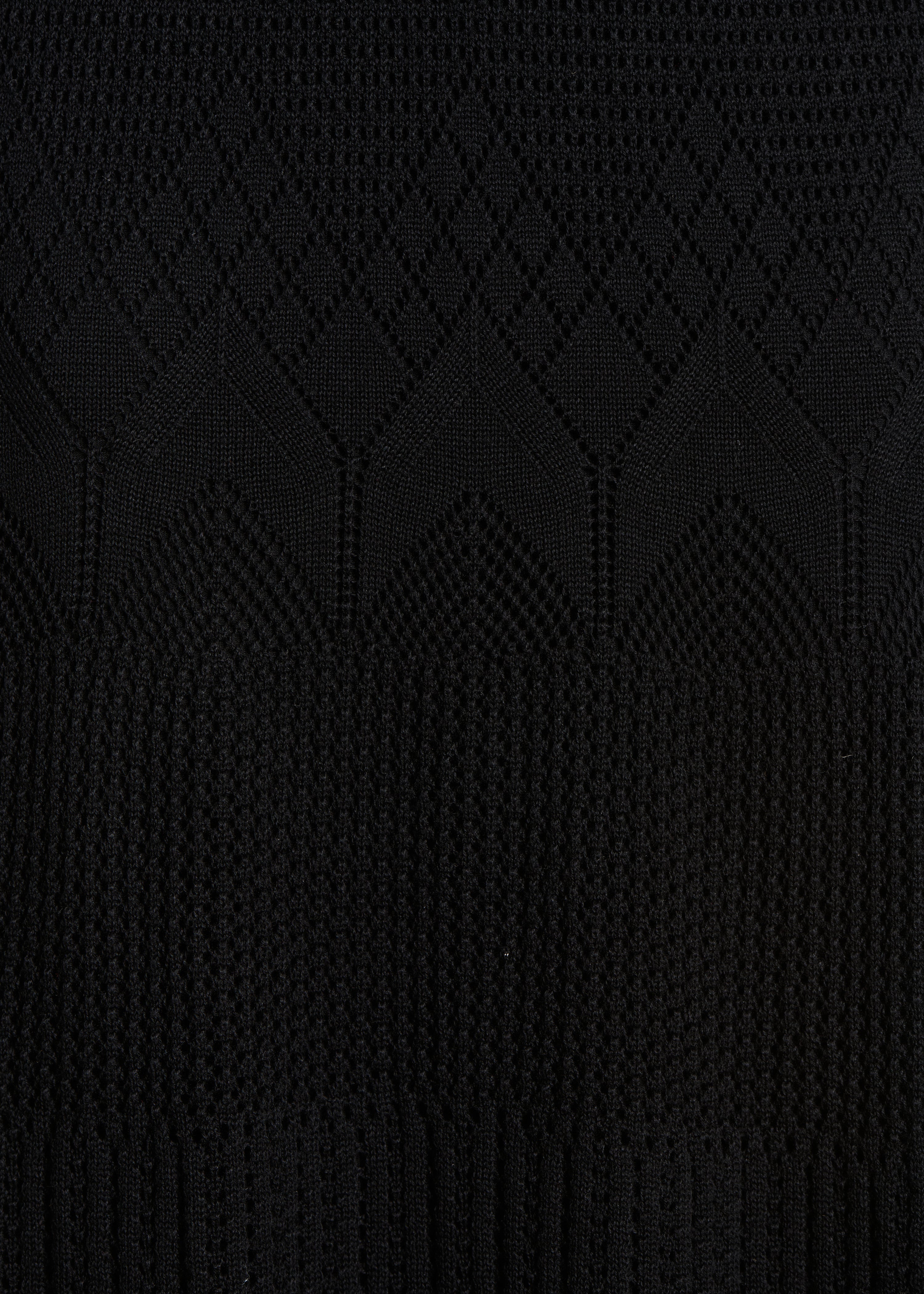 Black Long Dress in Pointelle Knit