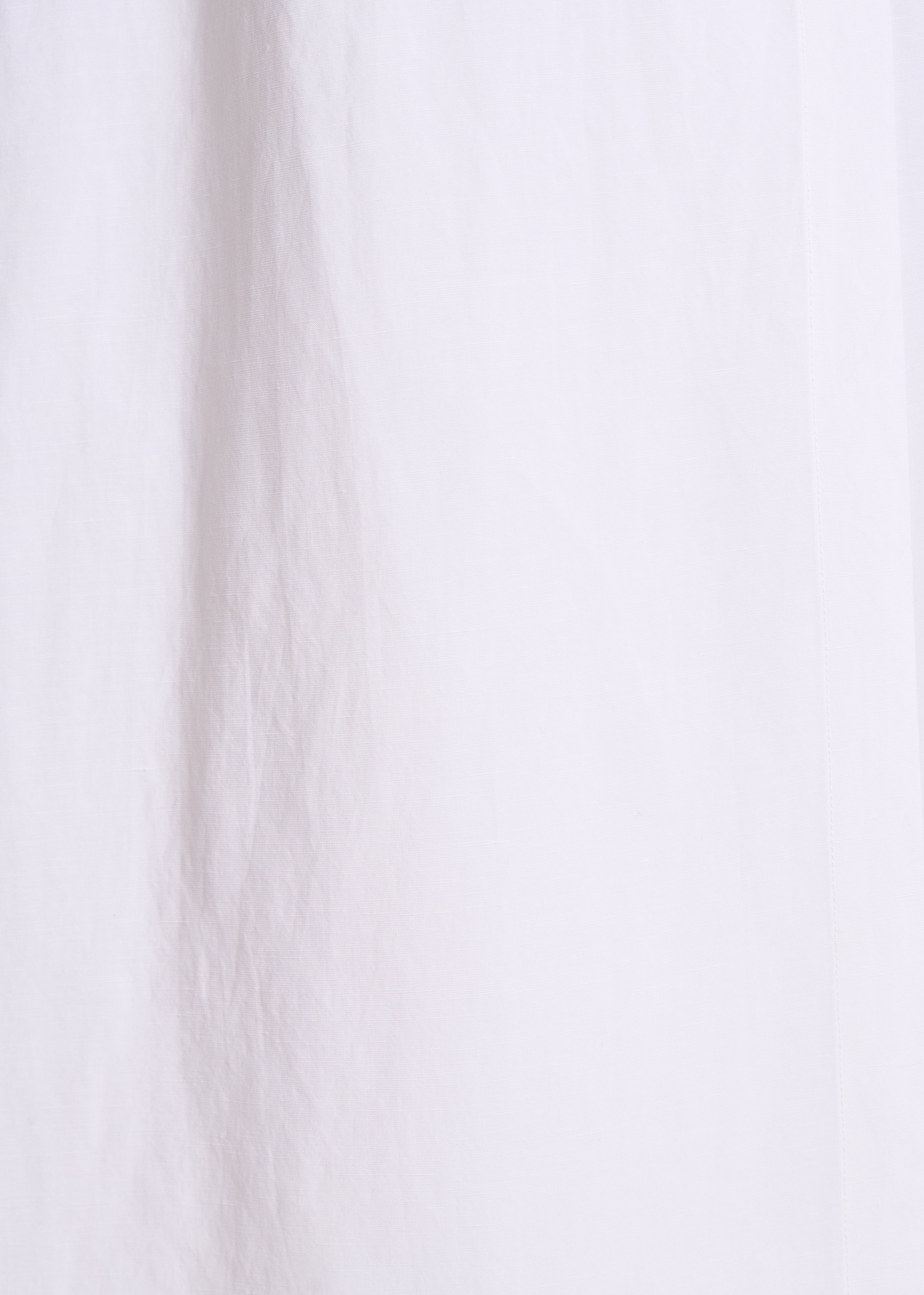 White fitted long wrap dress in blended linen