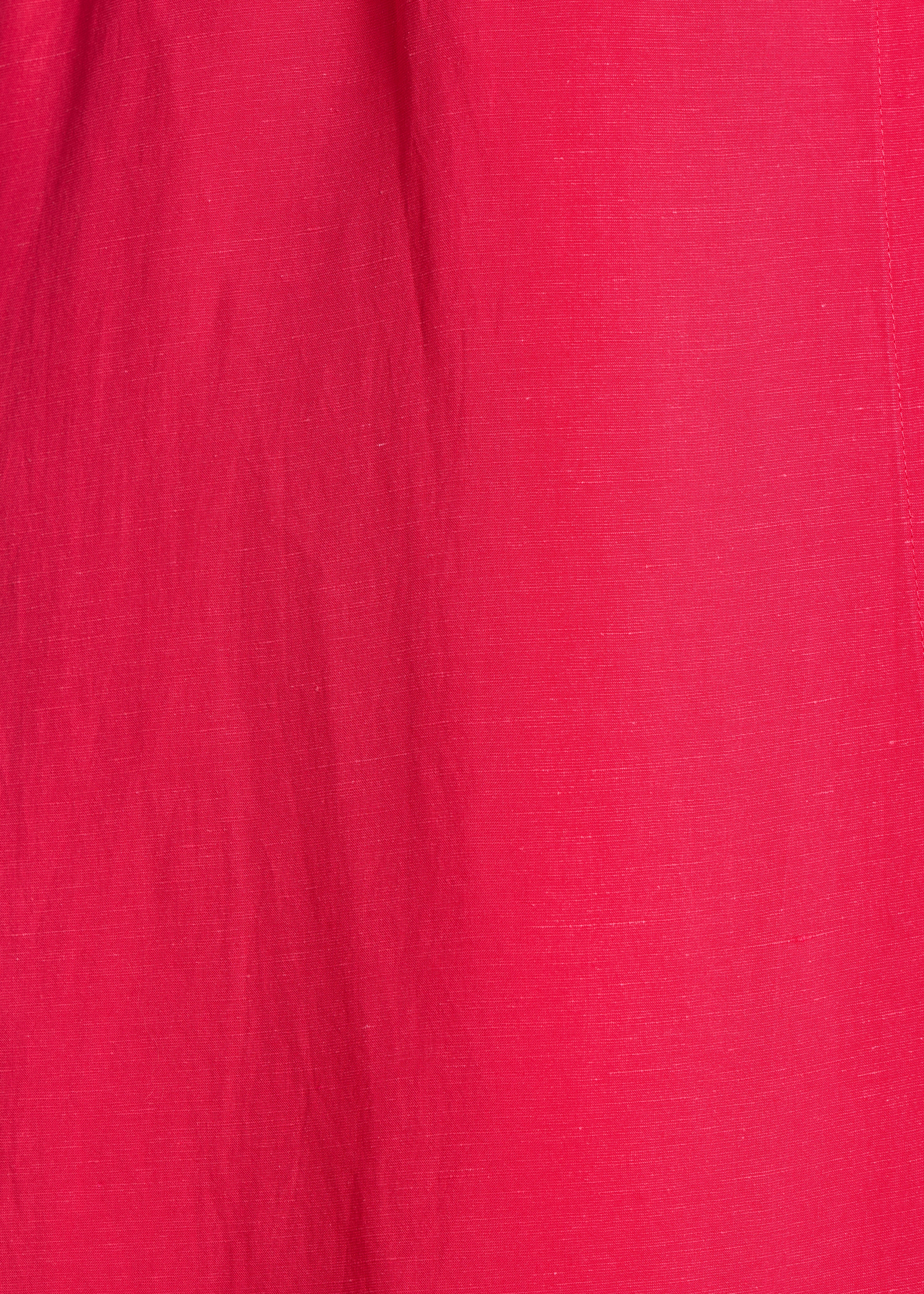 Fitted long fuchsia pink wrap dress in blended linen