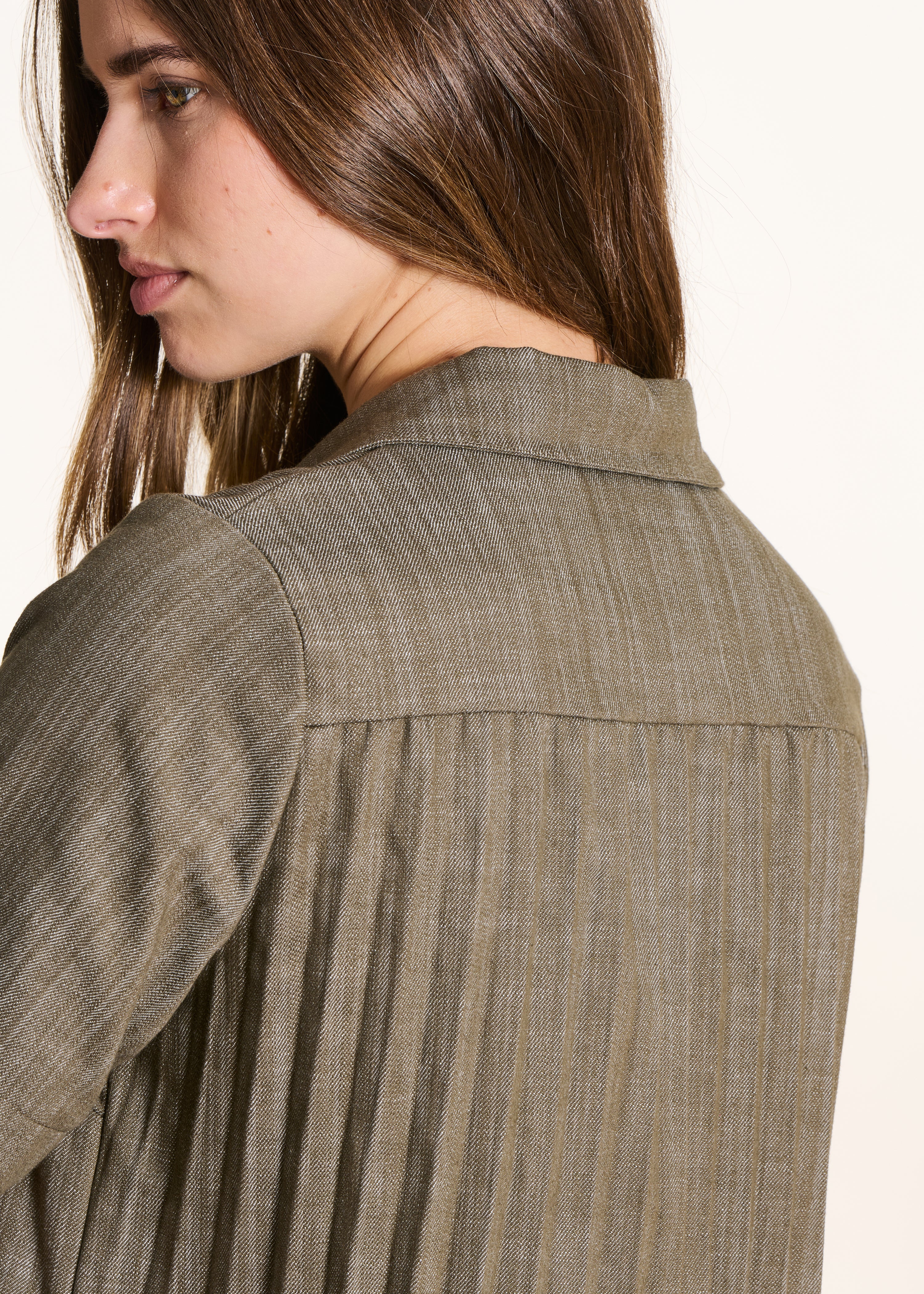 Short khaki denim dress with short sleeves