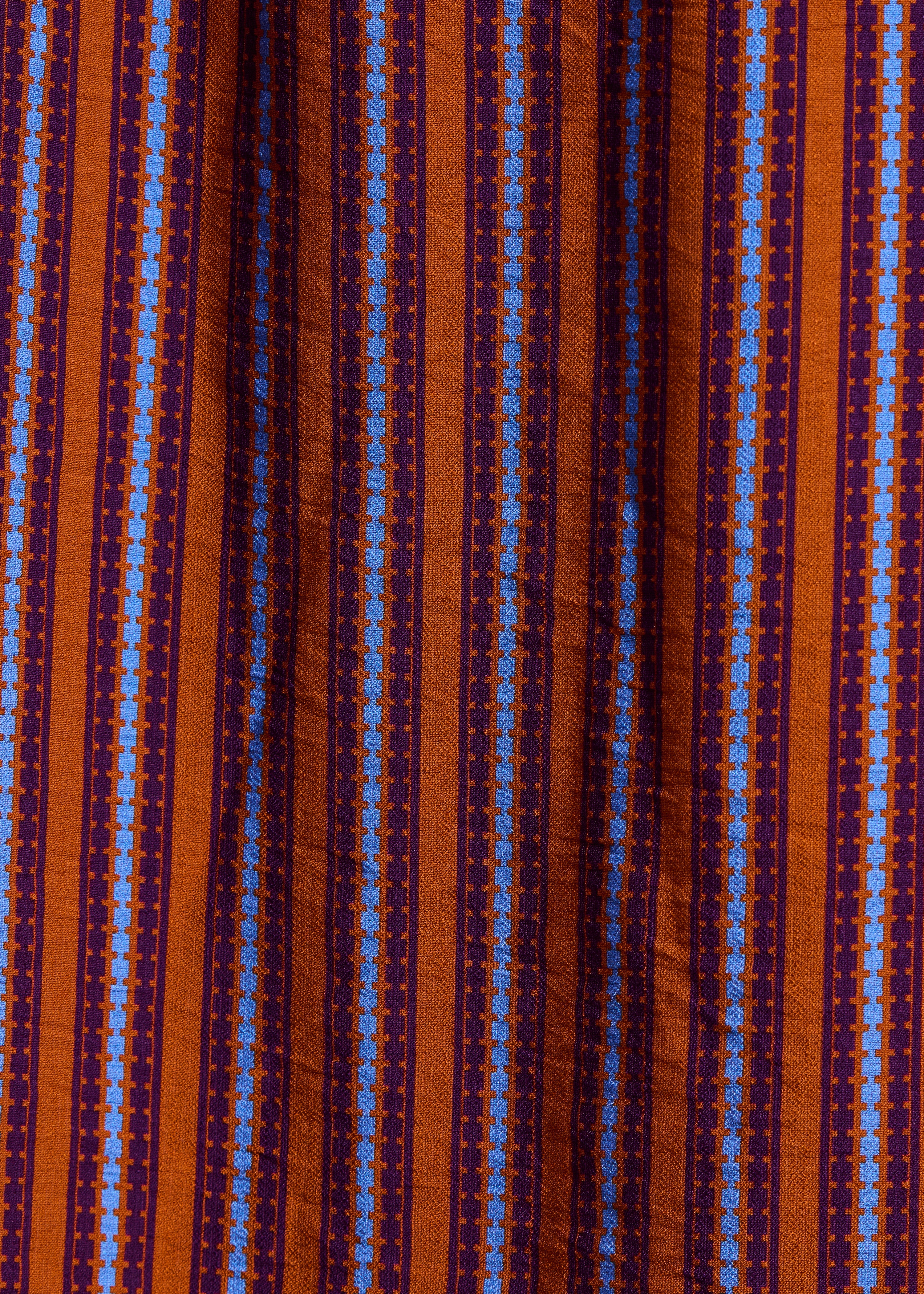 Robe midi boutonnée à rayures violet et orange