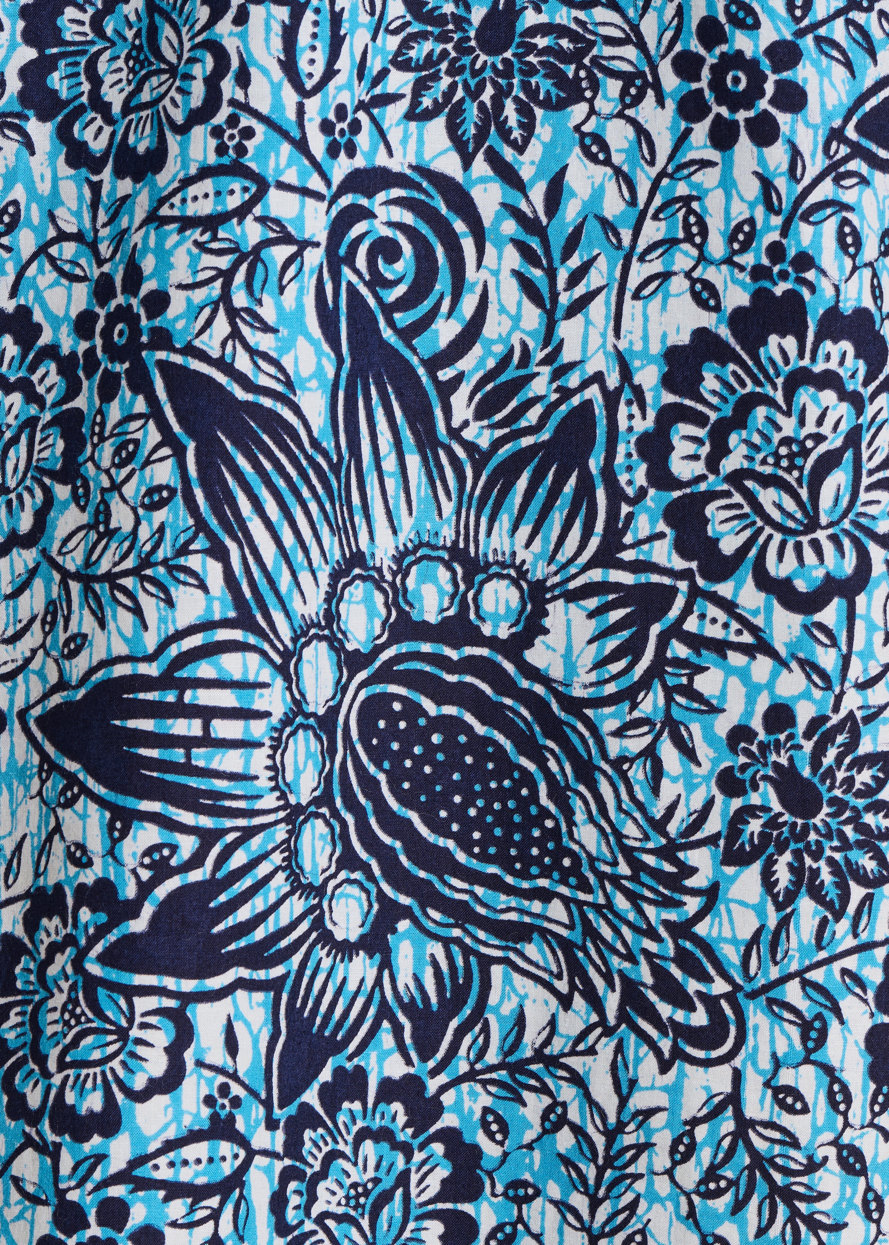 Blue short dress in cotton poplin with floral print